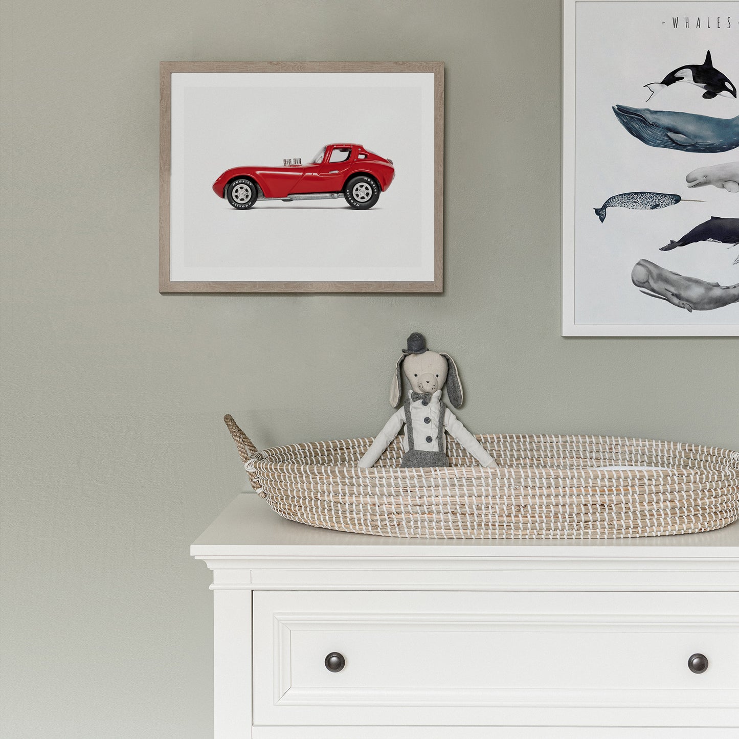 Nursery Car Prints Vintage Red Race Car for Boys