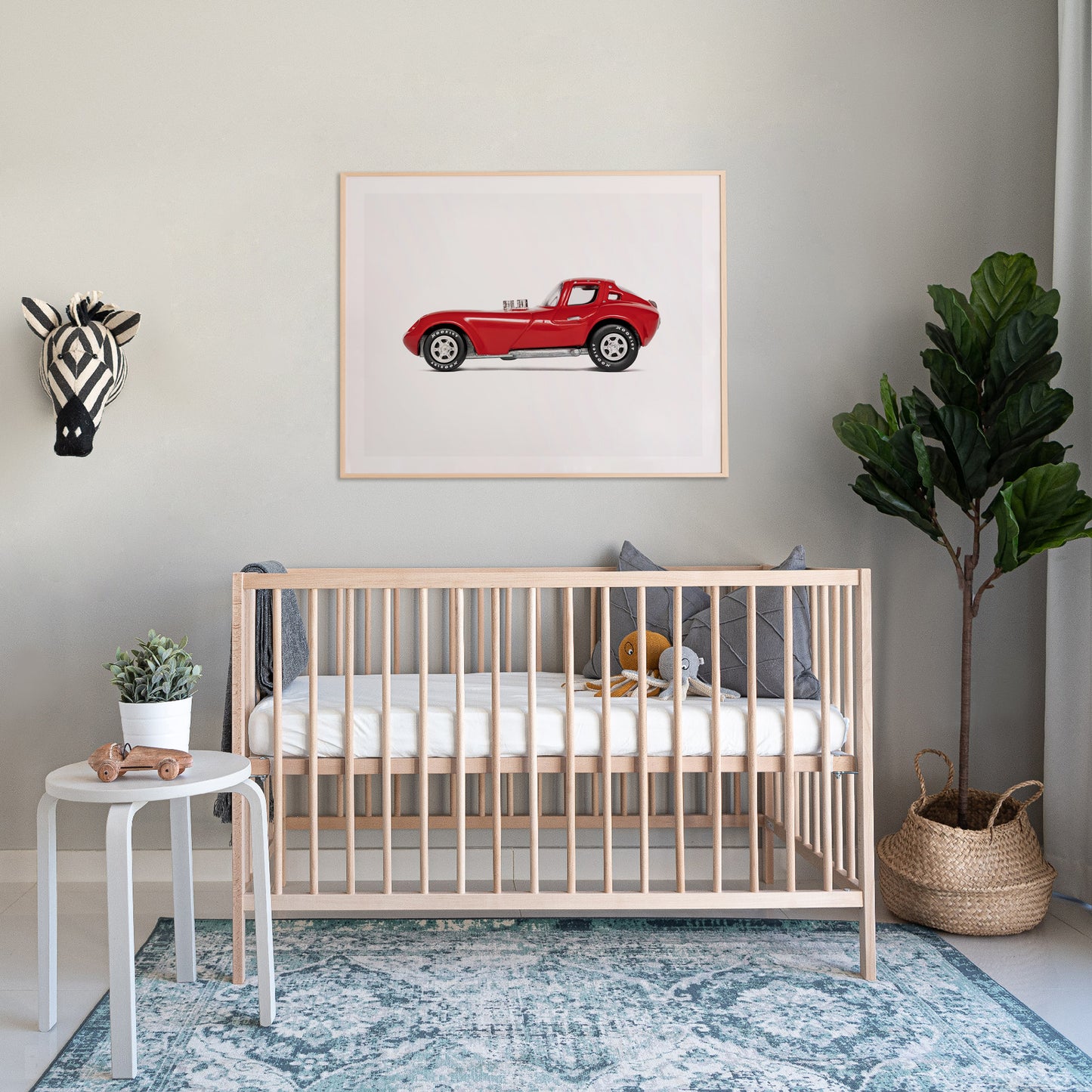 Nursery Car Prints Vintage Red Race Car for Boys