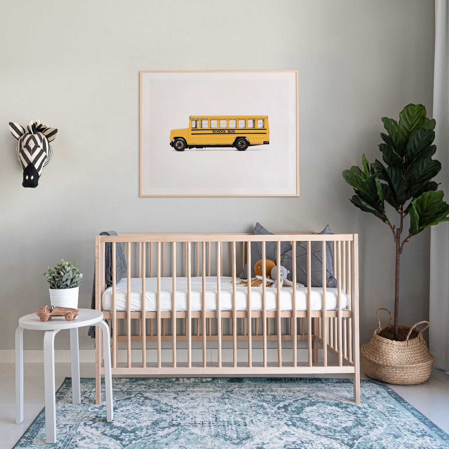 Yellow School Bus Nursery Wall Art