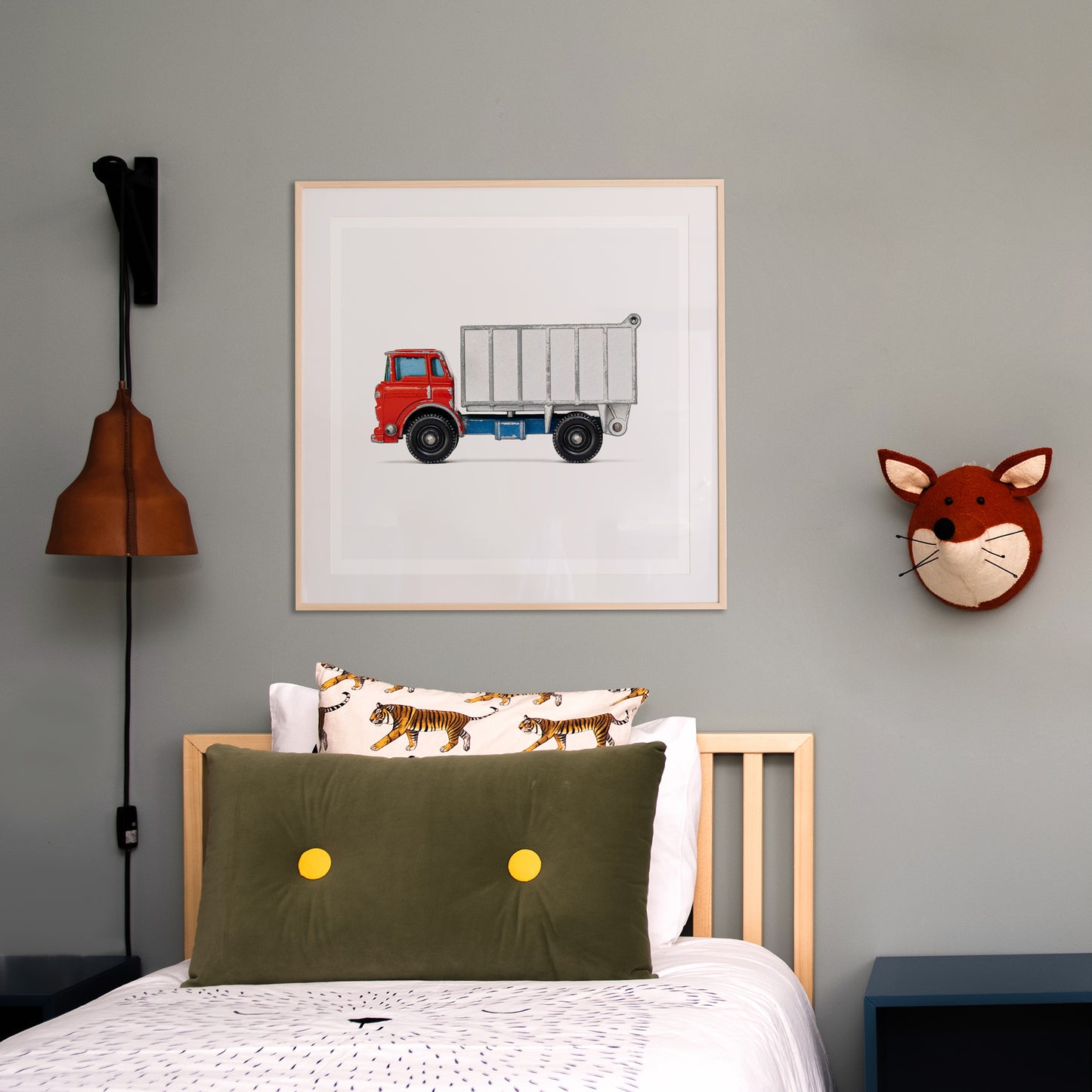 blue red truck art print