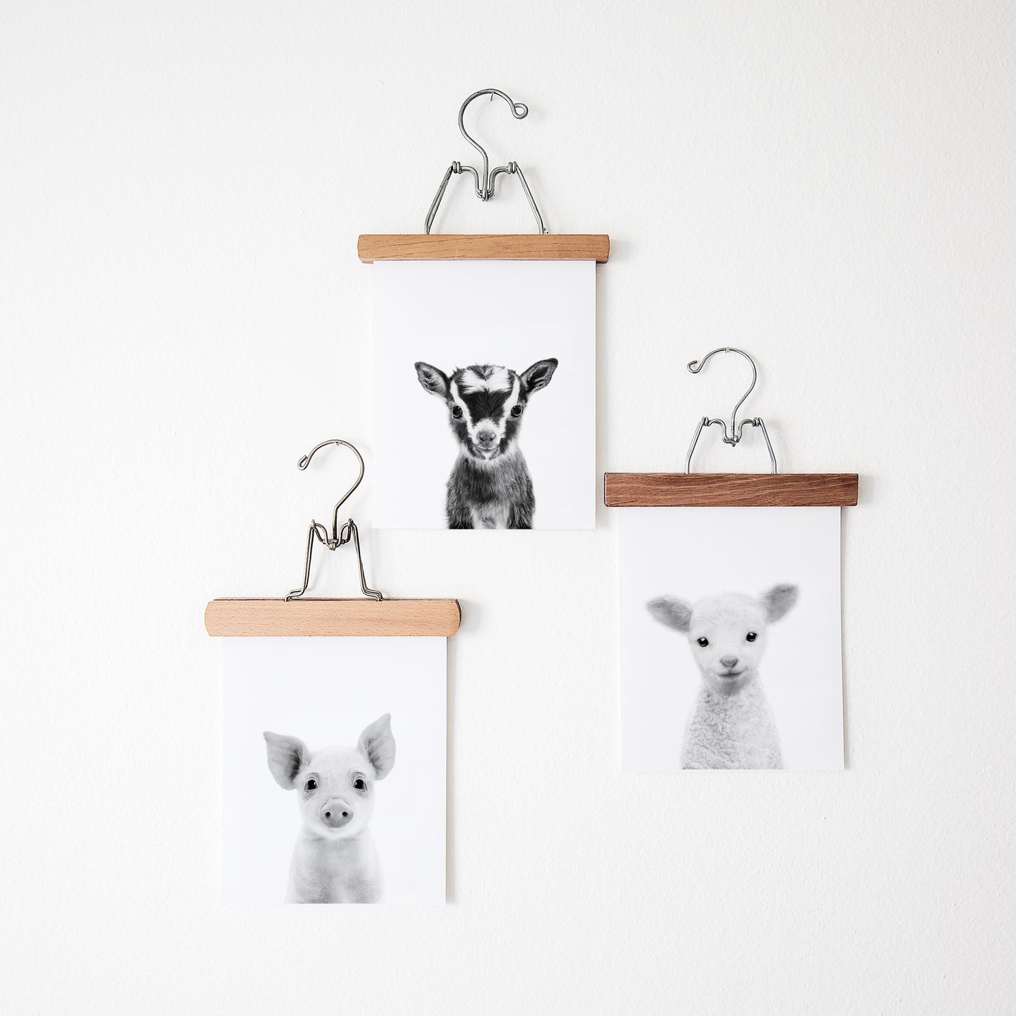 Black and White Farm Animals Set of 3 Nursery Wall Art Prints