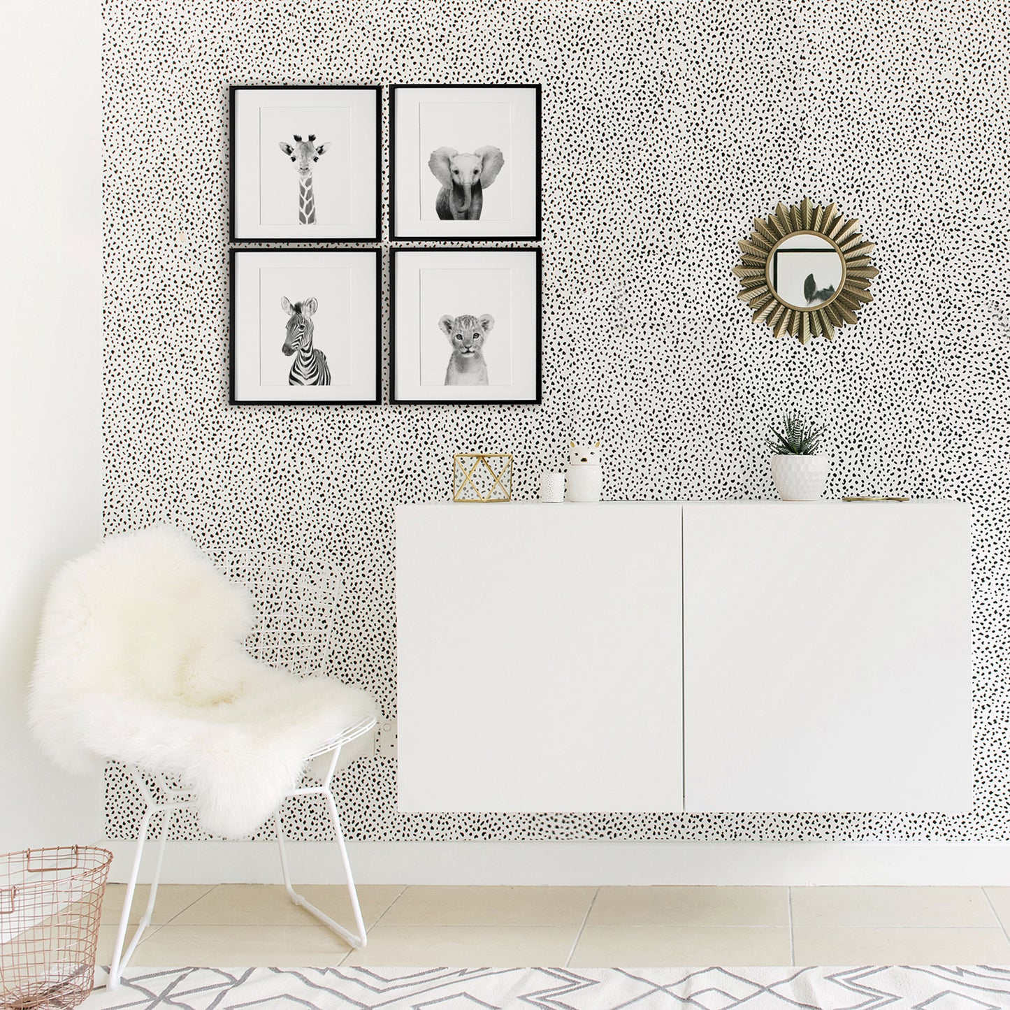 Black and White Safari Animals Set of 3 Nursery Wall Art Prints