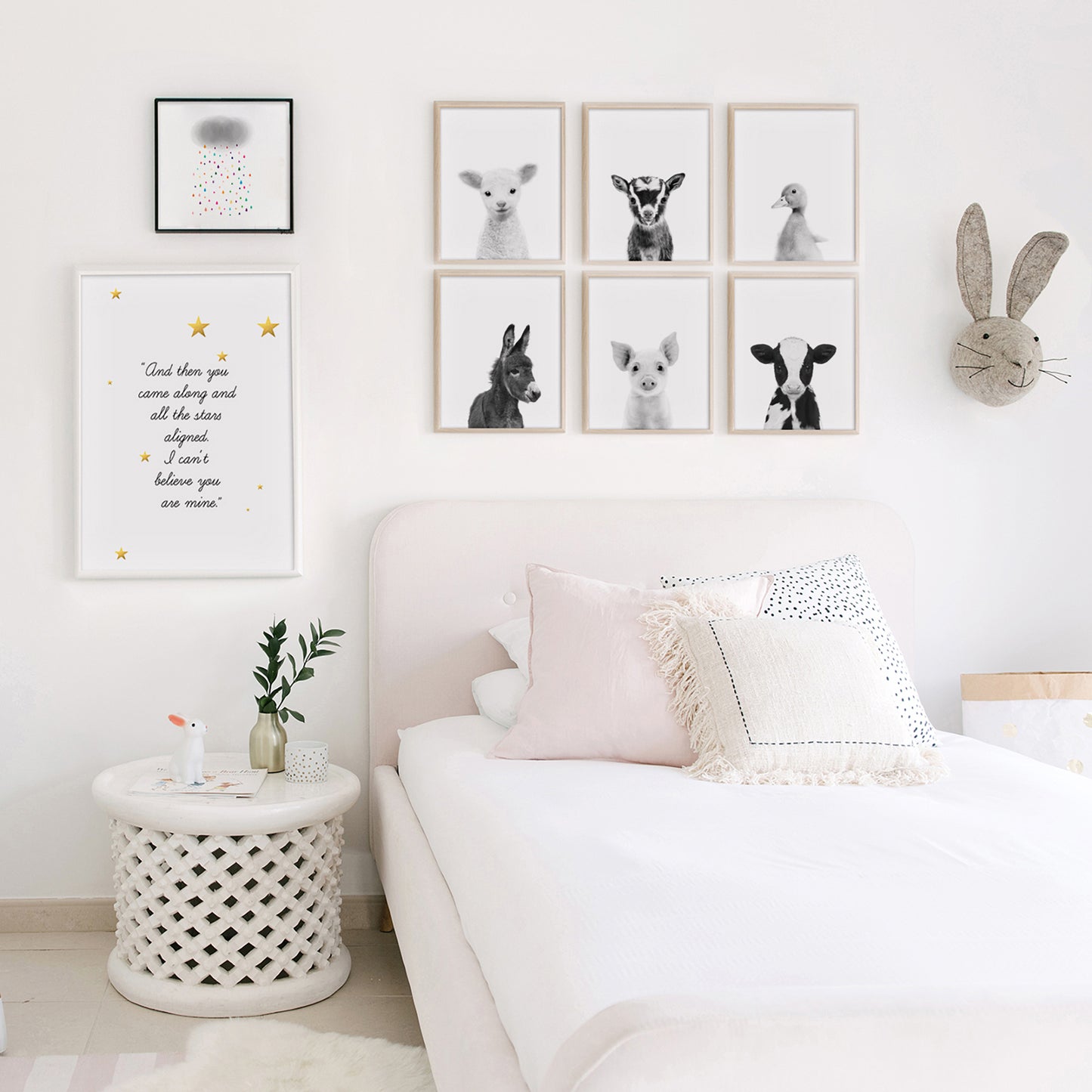 Black and White Farm Animal Prints Set of 6