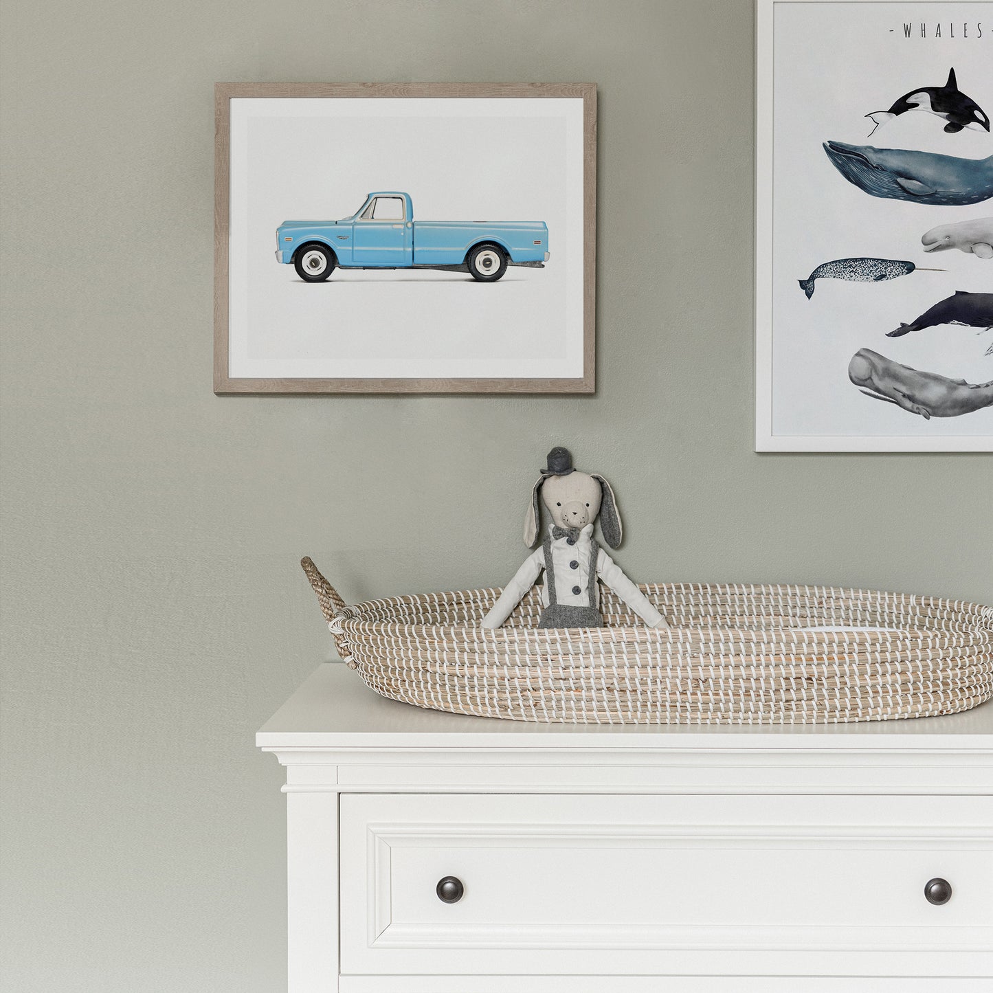 Blue Pickup Truck Nursery Print for Boys' Rooms