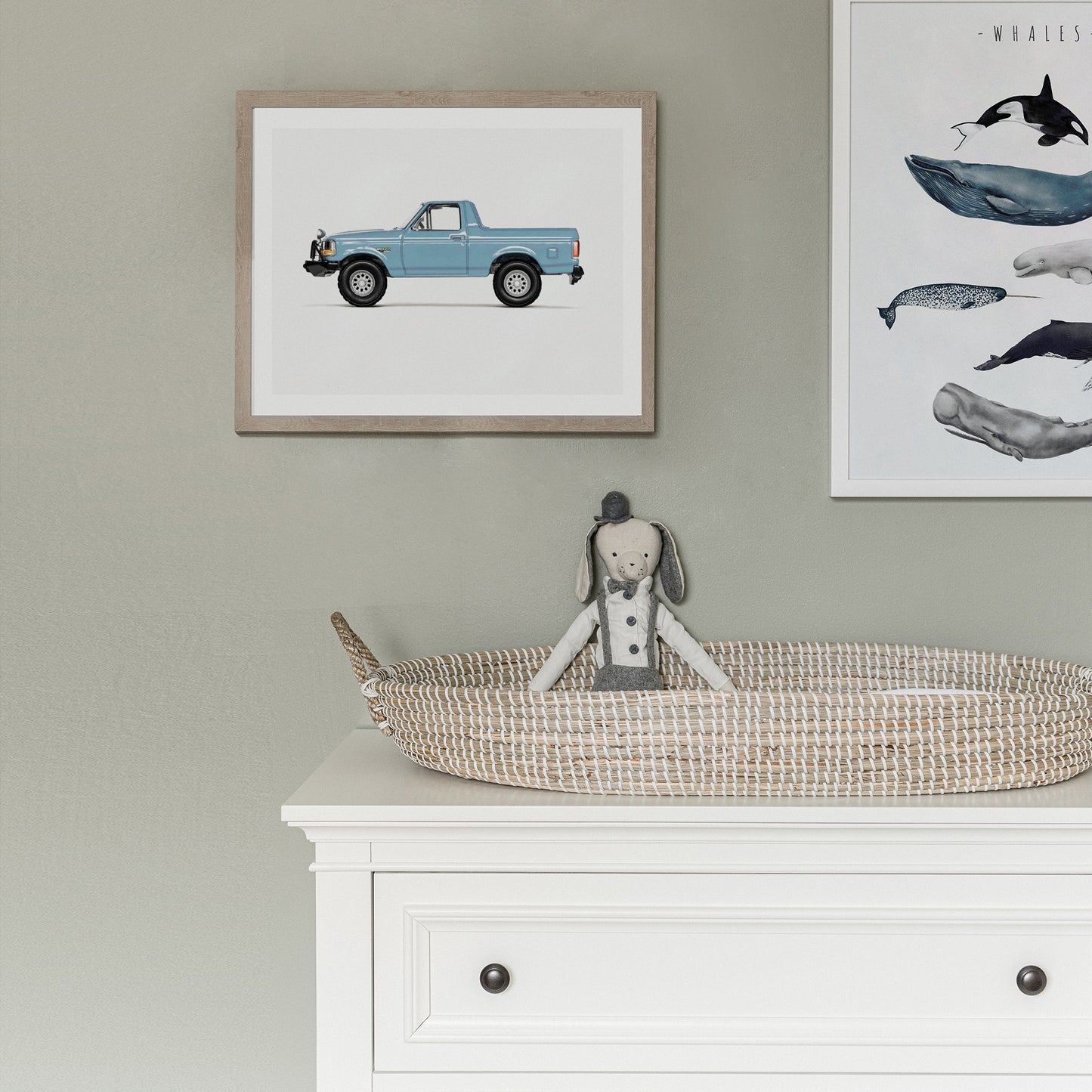 Blue Pickup Truck Nursery Car Print for Boys