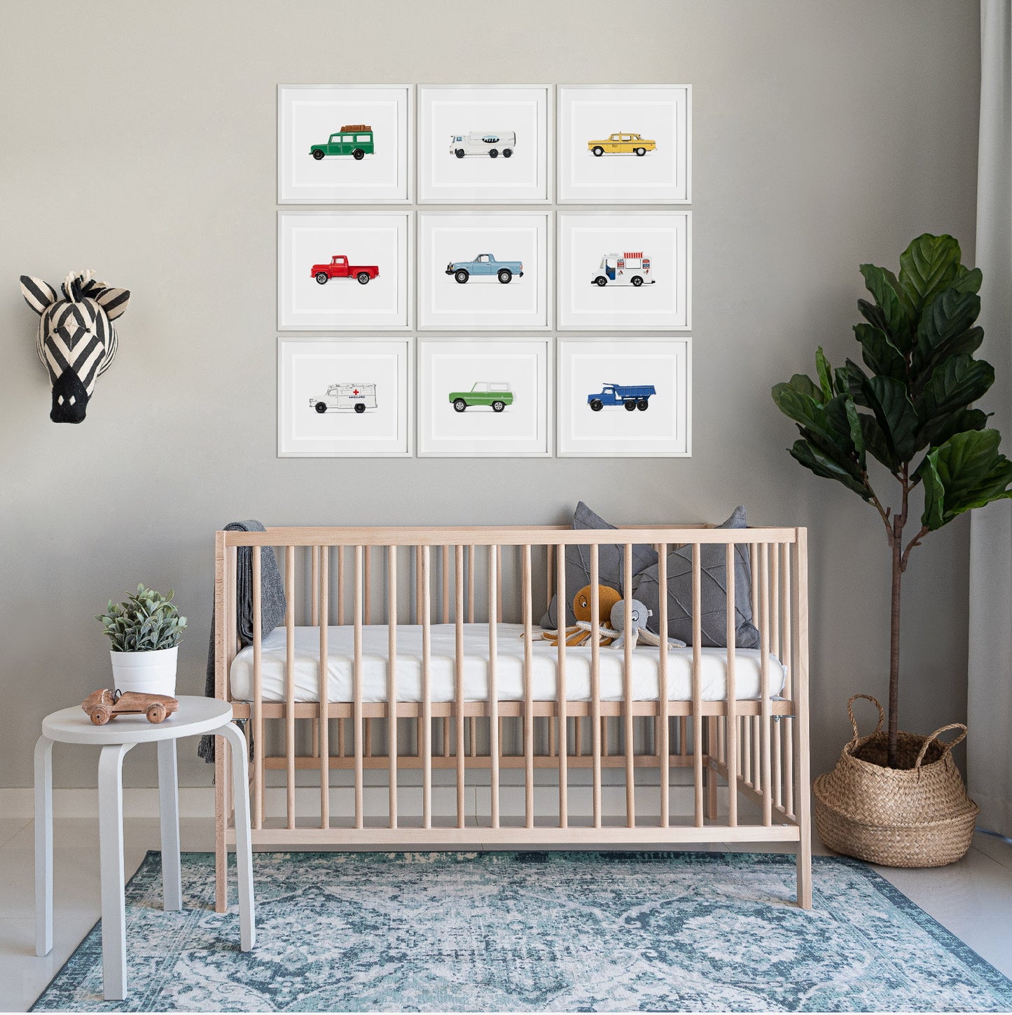 Blue Pickup Truck Nursery Car Print for Boys