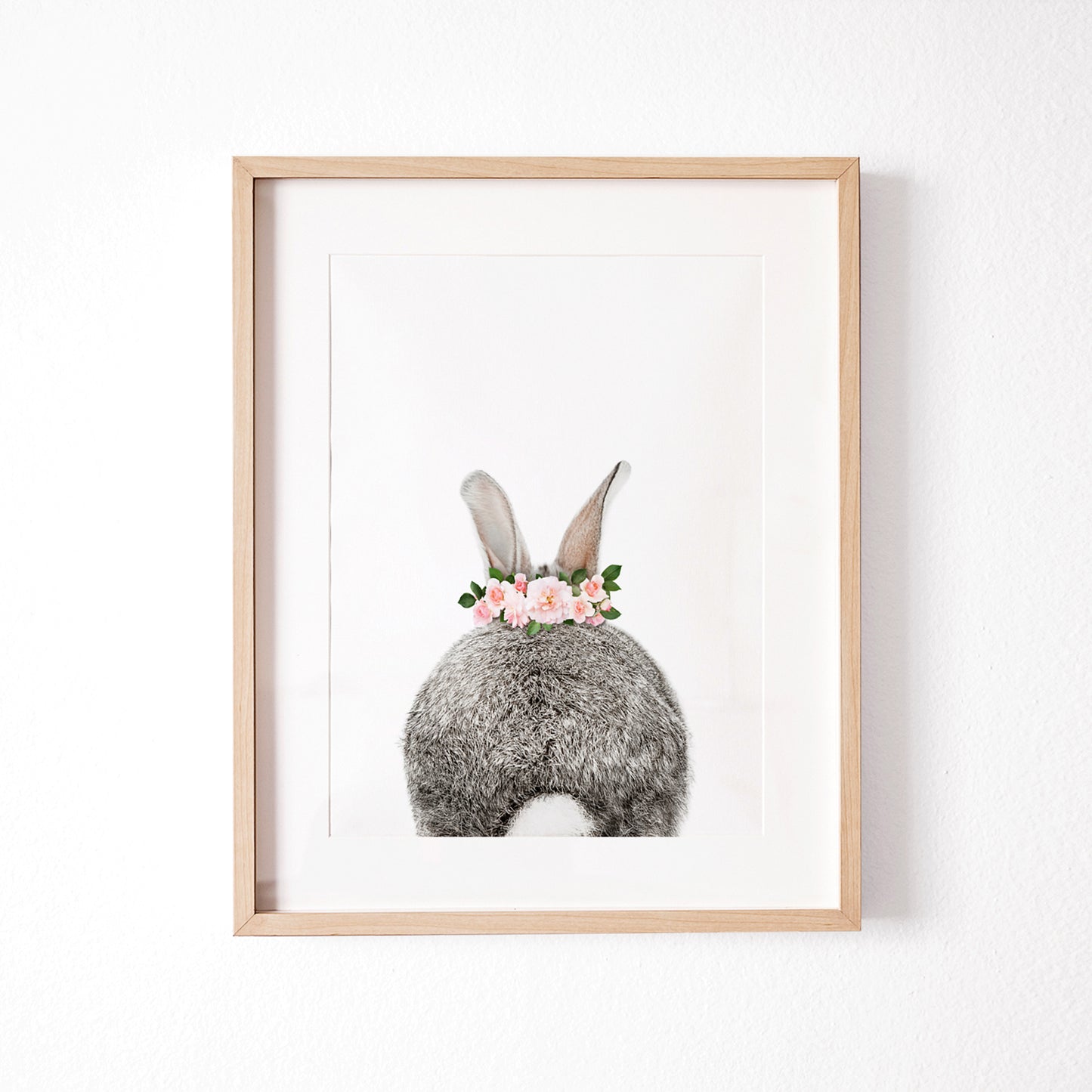 Bunny Portrait and Bunny Tail with Flower Crown  nursery wall art prints