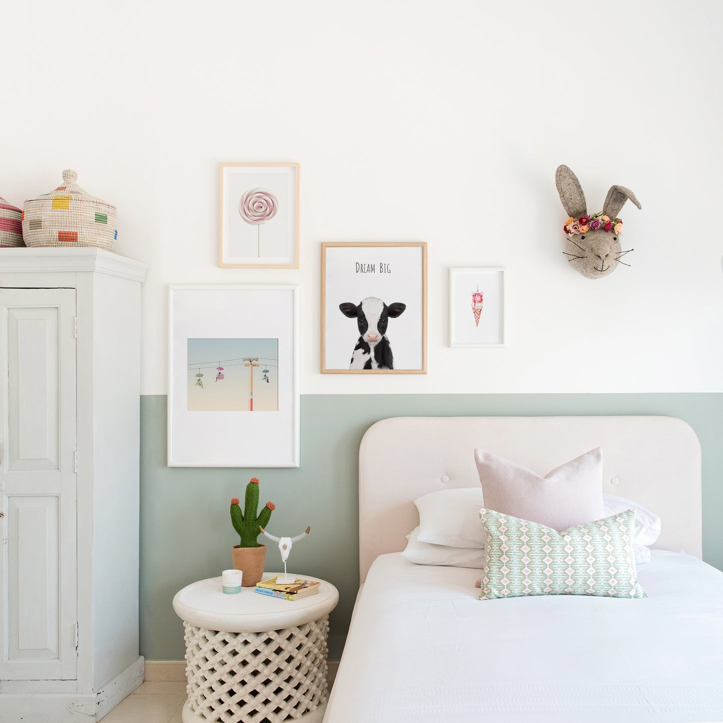 Cow Dream Big Inspirational Nursery Wall Art