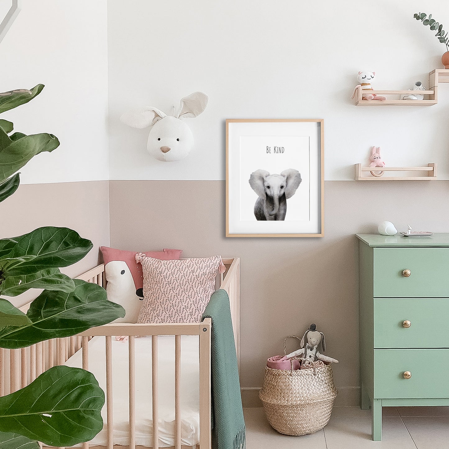 elephant be kind inspirational nursery wall art