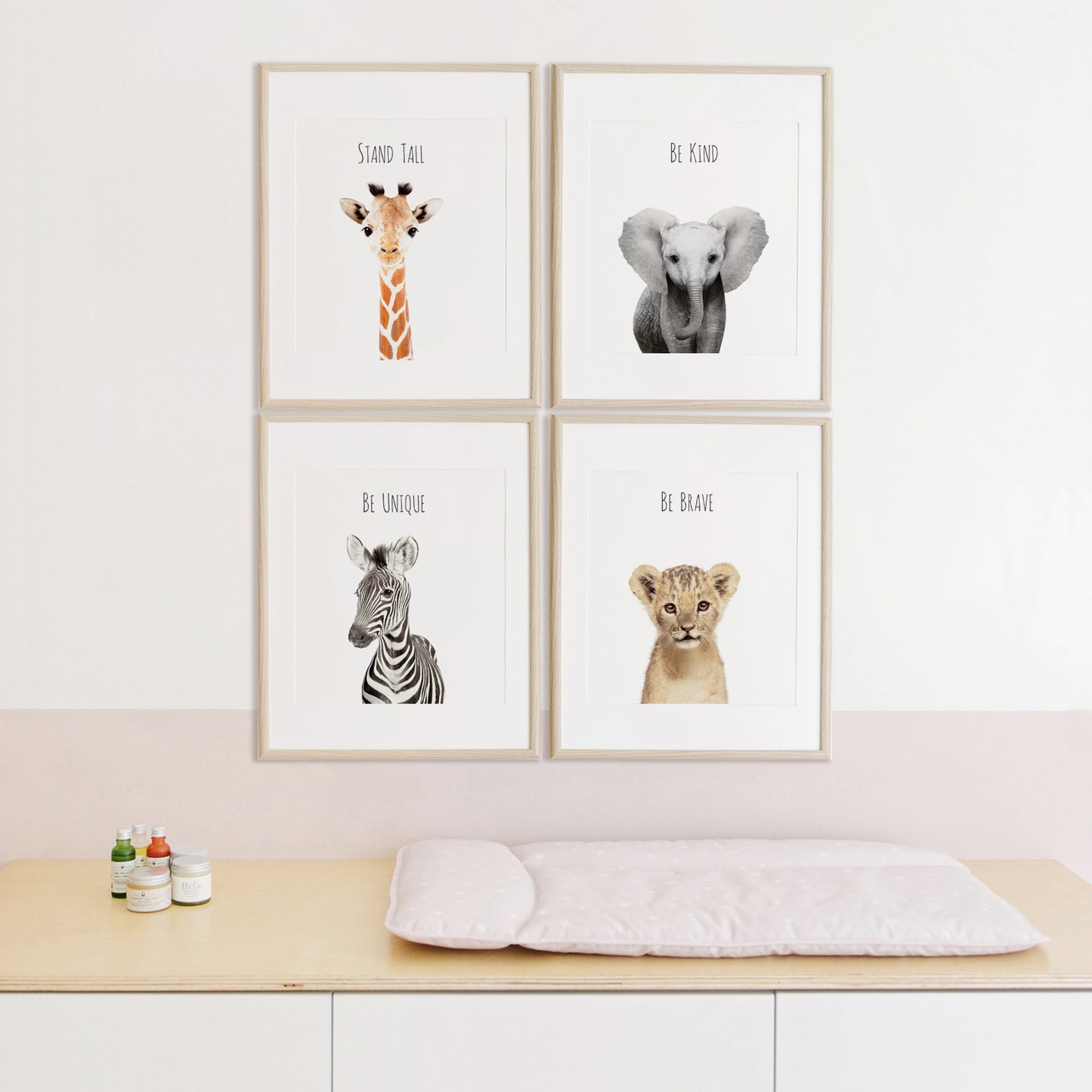 Safari Animal Art Prints with Positive Affirmations - Set of 4