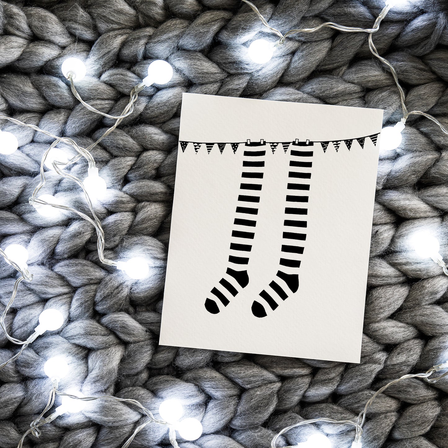 Socks on a Wire black and white Wall Art