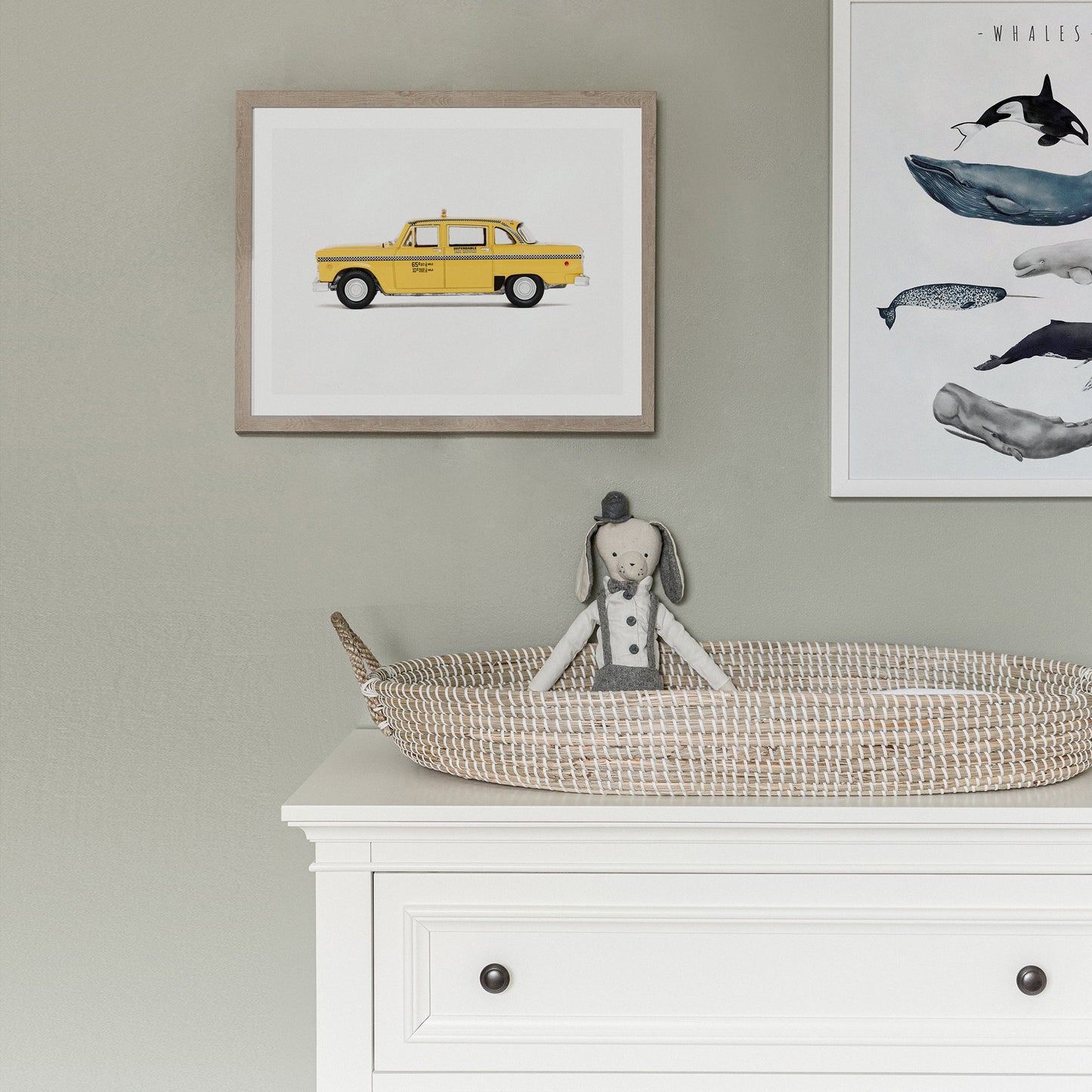 yellow taxi nursery wall art print