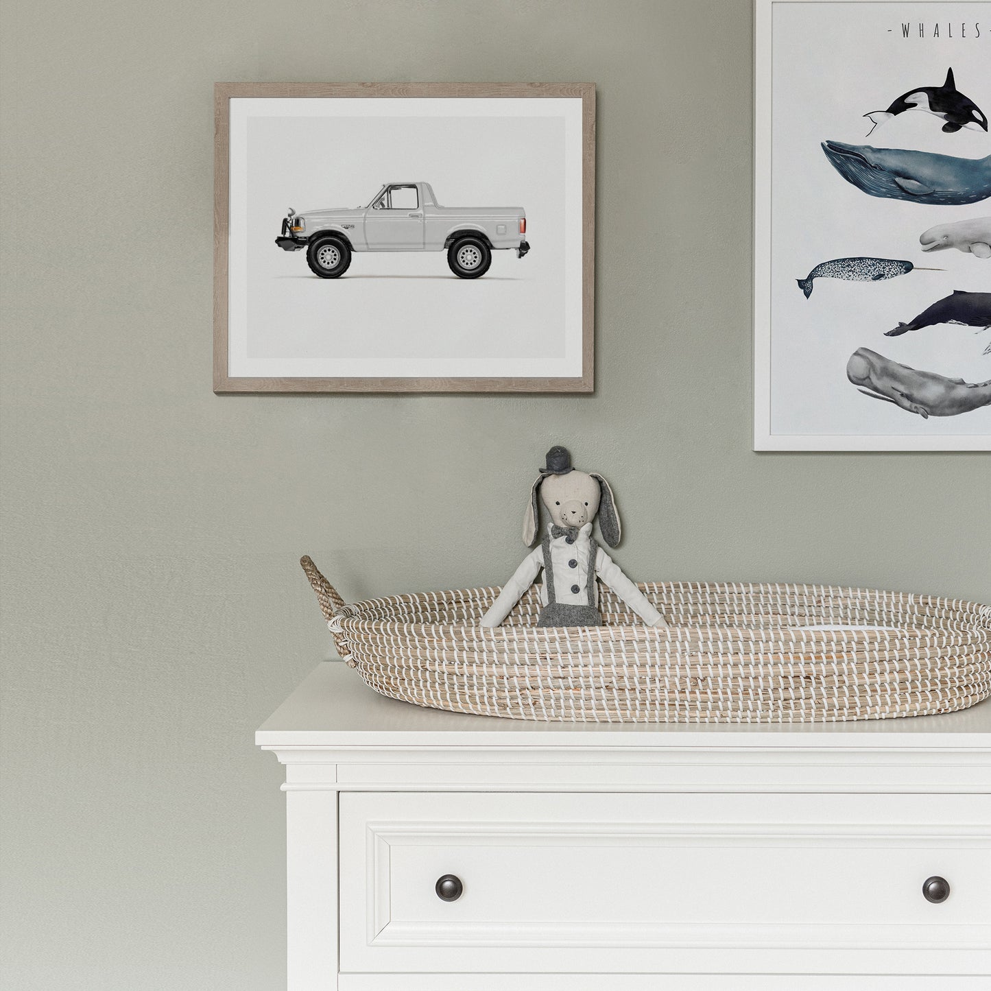 White Pickup Truck Nursery Wall Decor