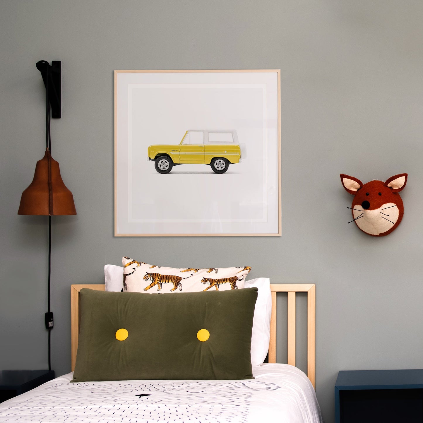 yellow car boys room wall art