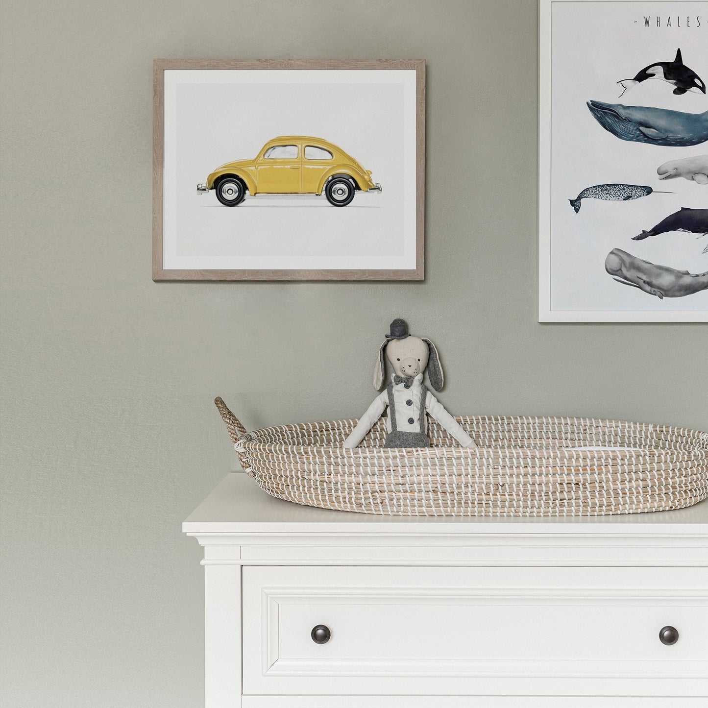 Volkswagen Beetle Car Yellow nursery wall art for boys room