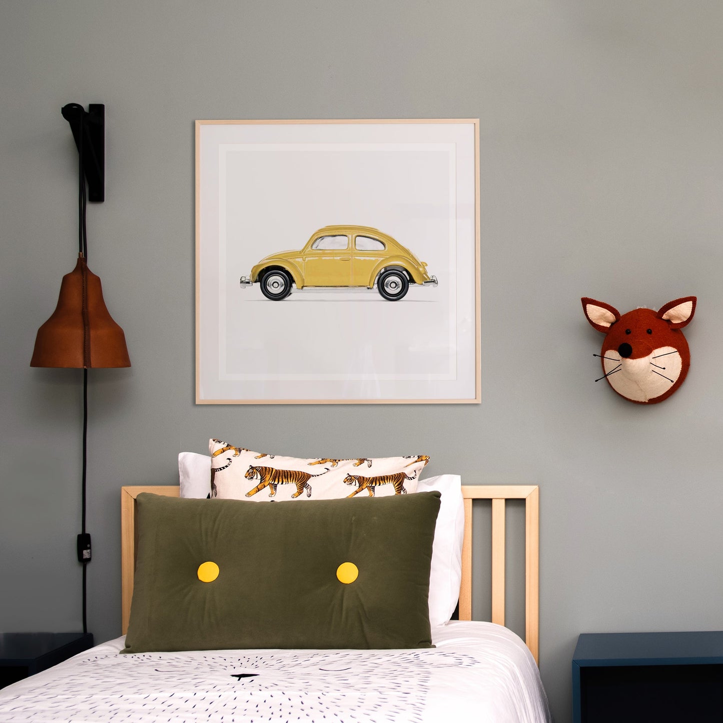 Volkswagen Beetle Car Yellow nursery wall art for boys room