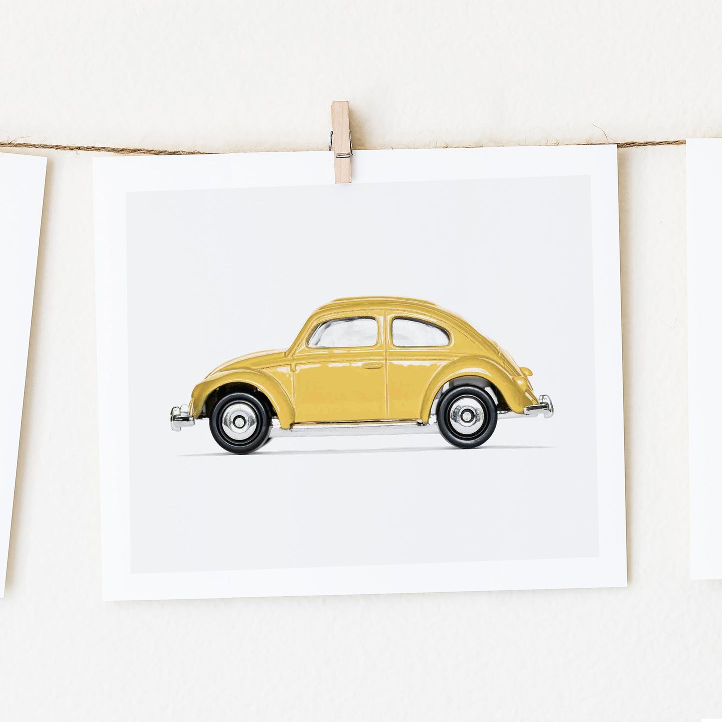 Volkswagen Beetle Car Yellow nursery wall art for boys room