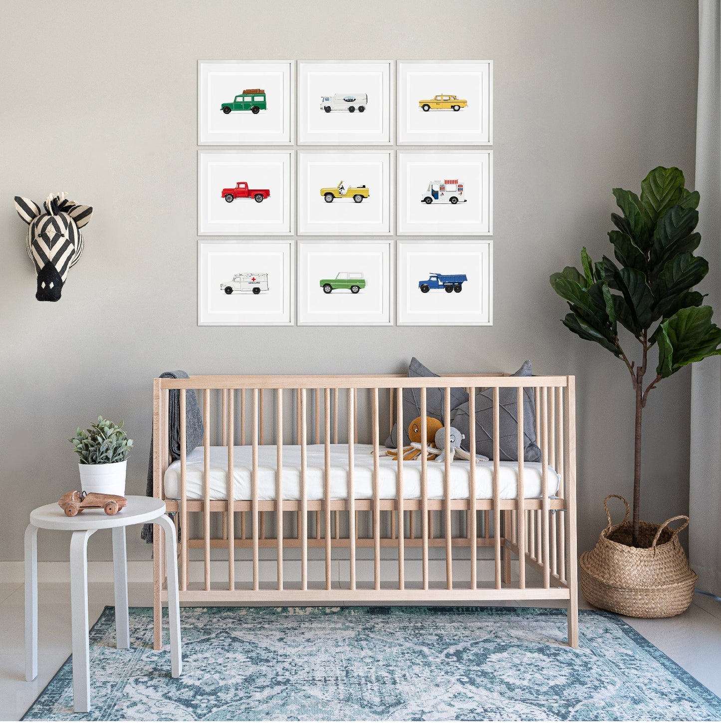Vintage car Nursery Wall Decor for Boys and Girls