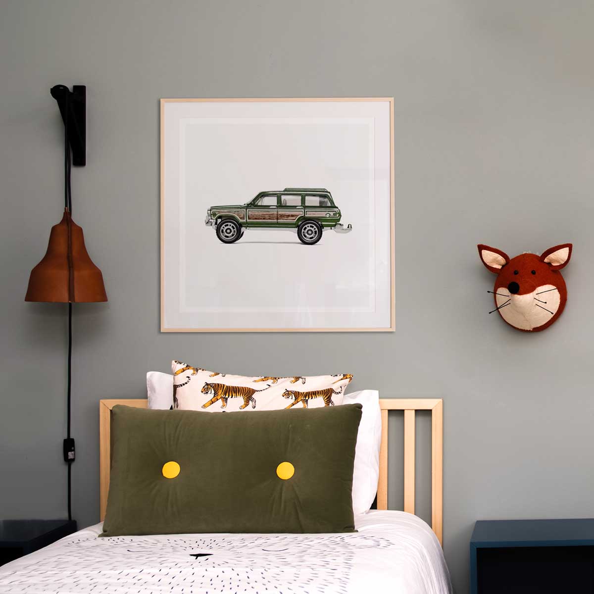 Car-themed art prints for boys room decor