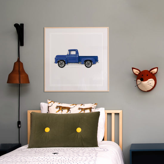 Load image into Gallery viewer, Vintage Old Blue Pickup Truck Nursery Print
