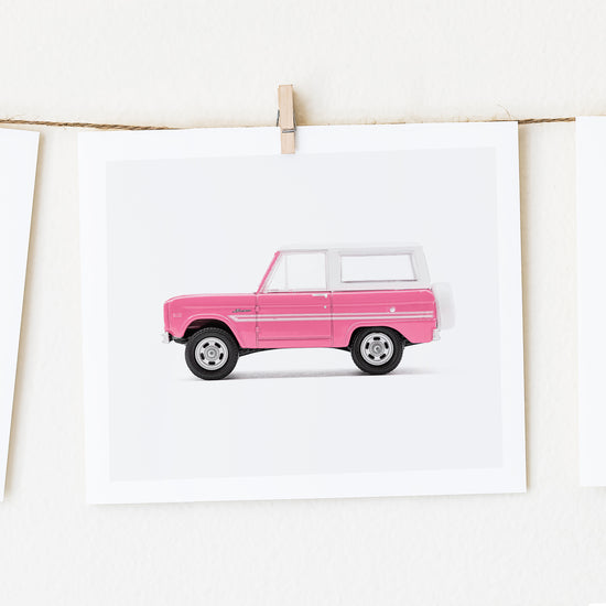 Load image into Gallery viewer, pink ford bronco 1967 nursery wall art print
