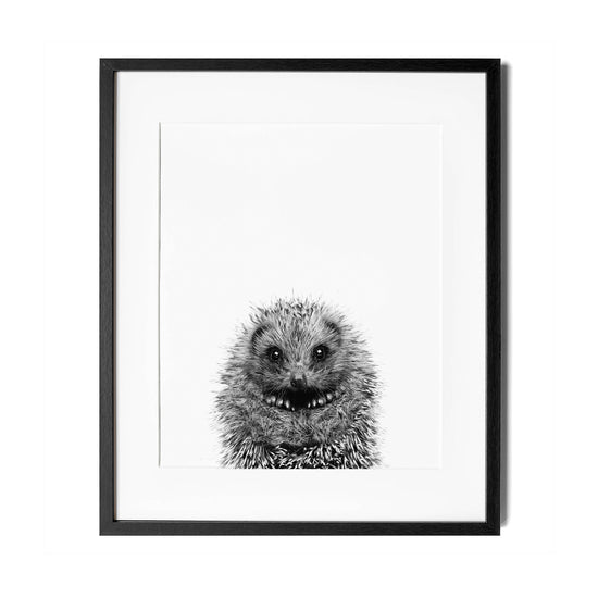 Black and White Baby Hedgehog Wall Art for nursery 