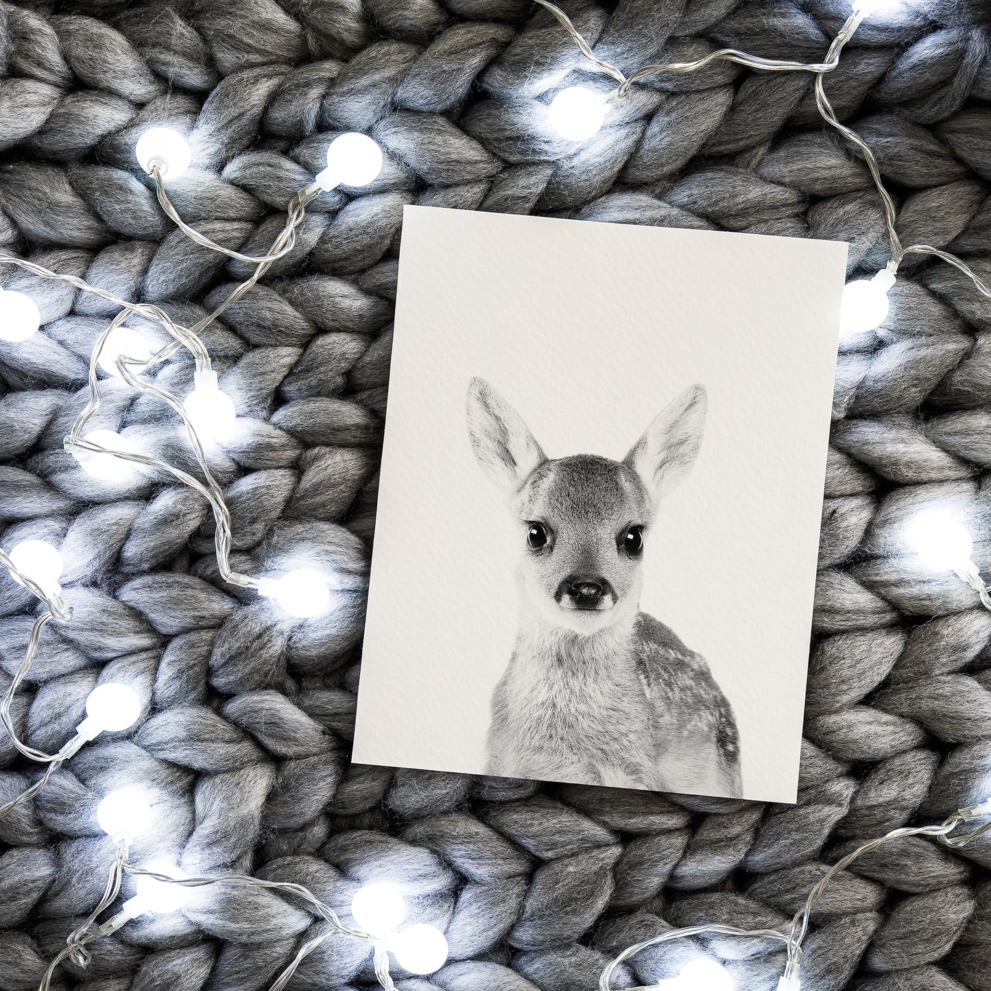 Black and White Baby Deer Wall Art for Nursery