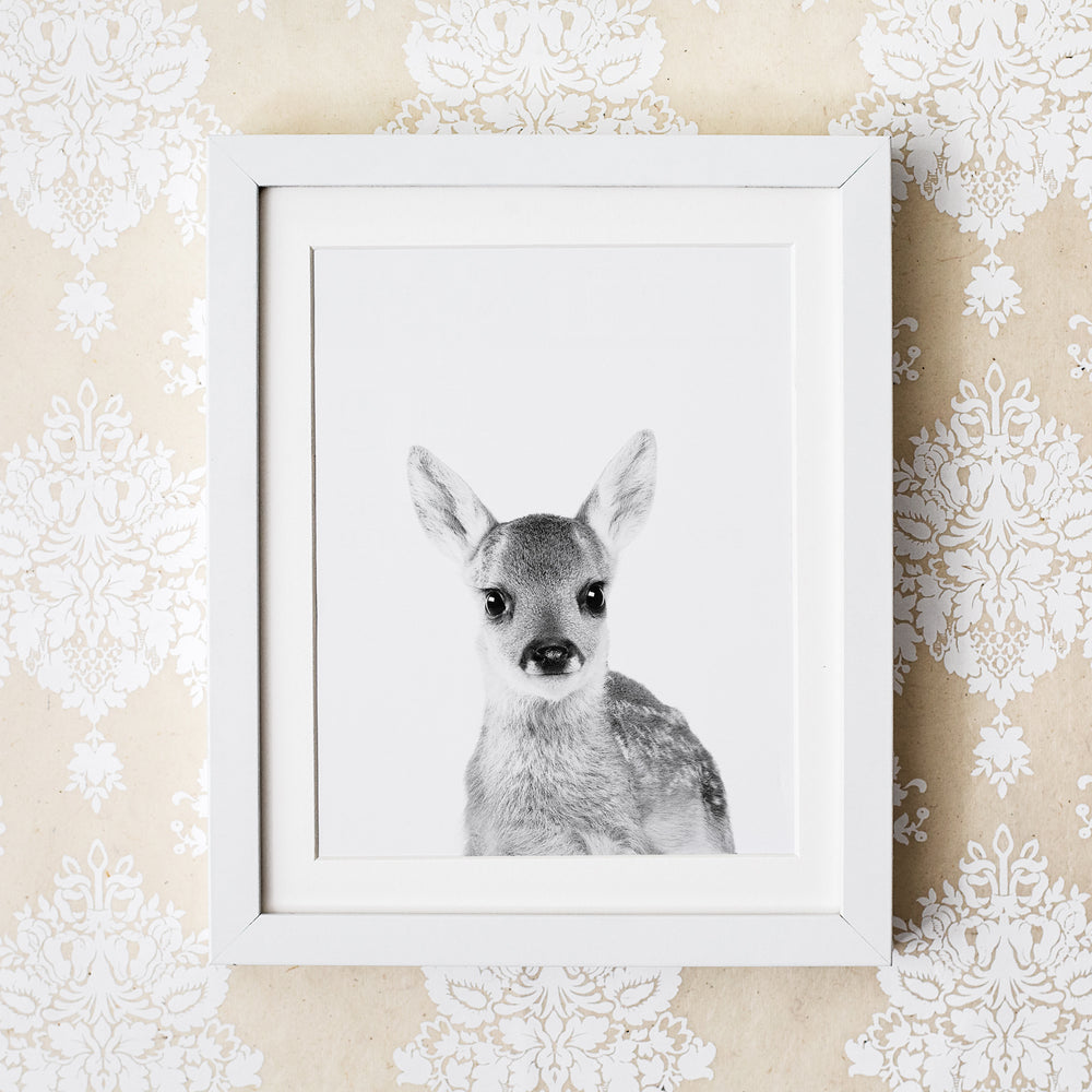 
                      
                        Black and White Baby Deer Wall Art for Nursery
                      
                    