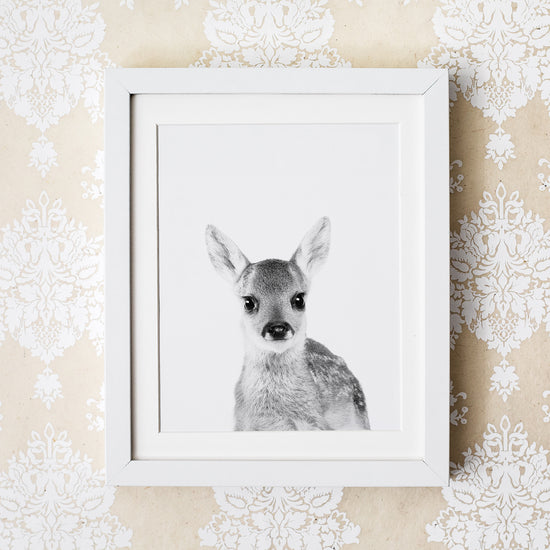 Black and White Baby Deer Wall Art for Nursery