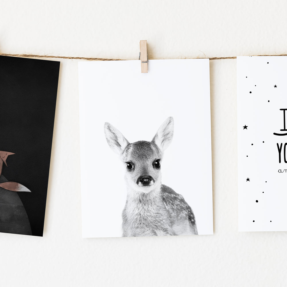 
                      
                        Black and White Baby Deer Wall Art for Nursery
                      
                    