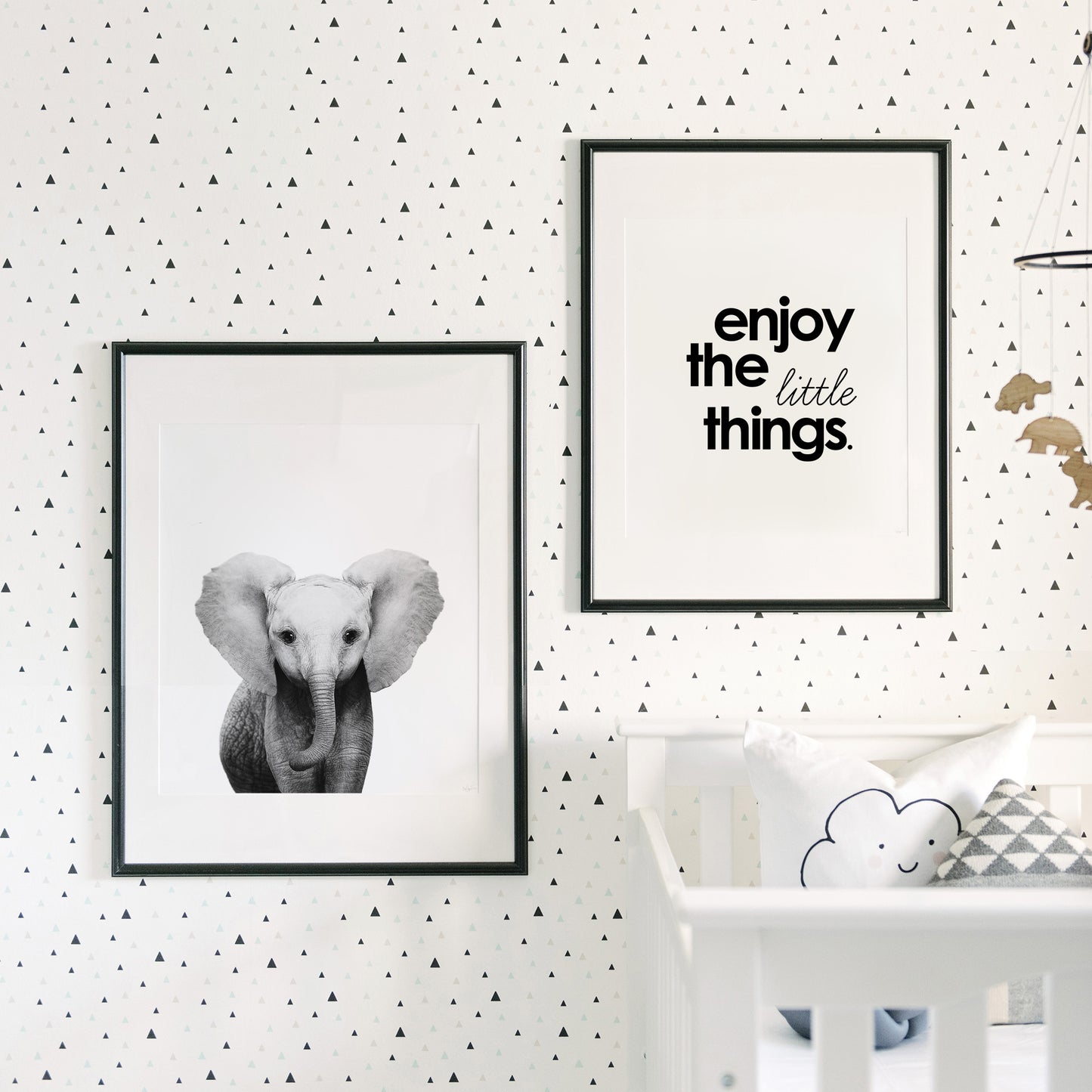 Black and White Elephant Wall Art for nursery