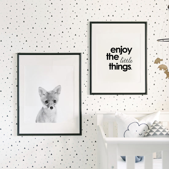 Black and White Baby Fox Wall Art for nursery
