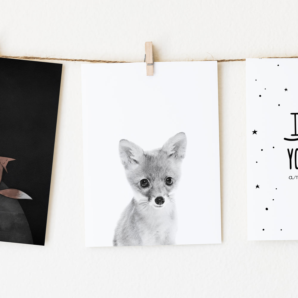 
                      
                        Black and White Baby Fox Wall Art for nursery
                      
                    