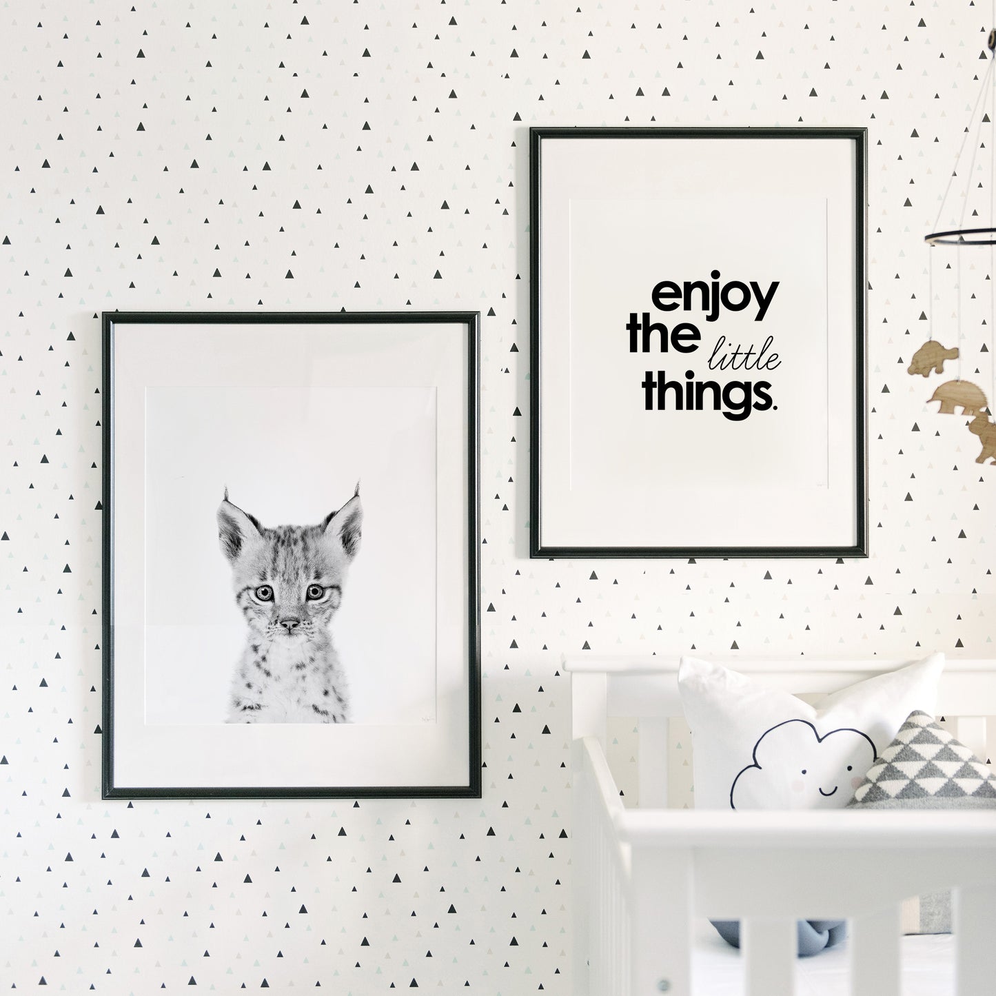 Black and White Baby Bobcat Wall Art for nursery