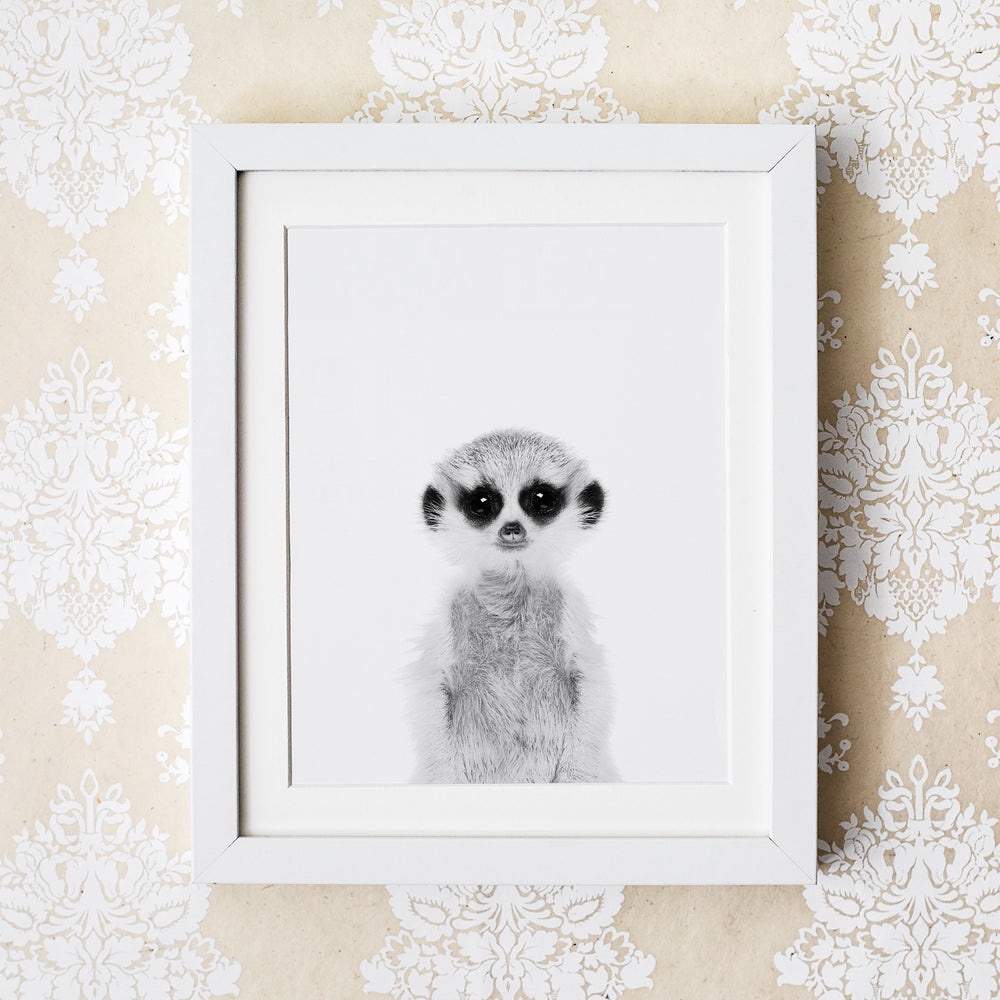 
                      
                        Black and White Meerkat Wall Art for nursery
                      
                    