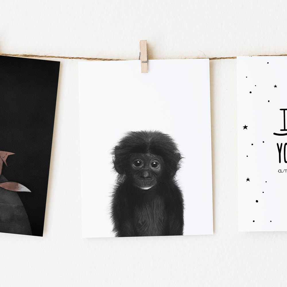 
                      
                        Black and White Monkey Wall Art for nursery
                      
                    