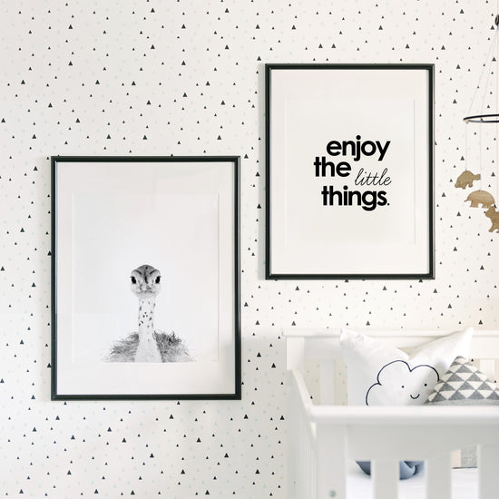 Black and White Ostrich Chick Wall Art for nursery 