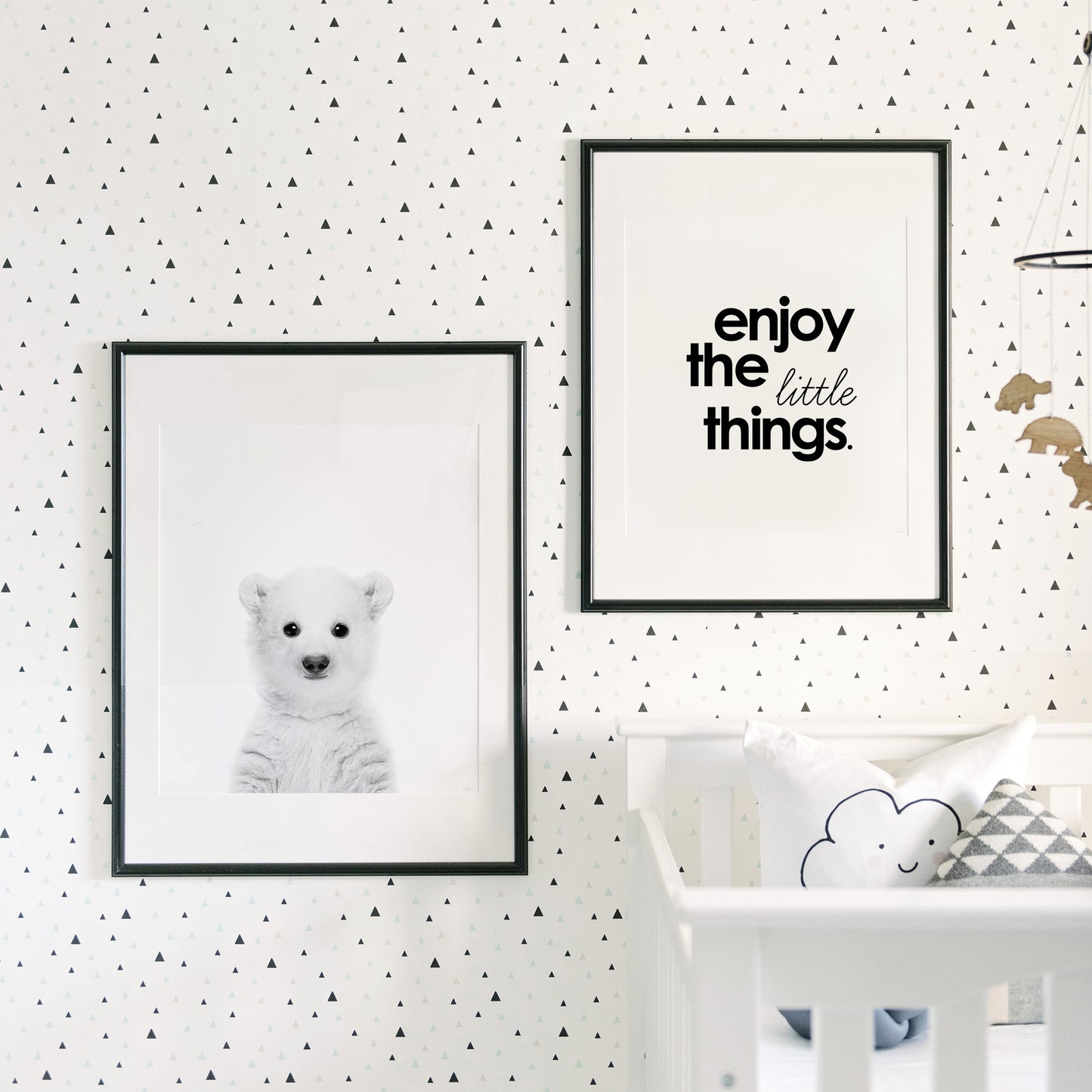 Black and White Polar Bear Wall Art for nursery 