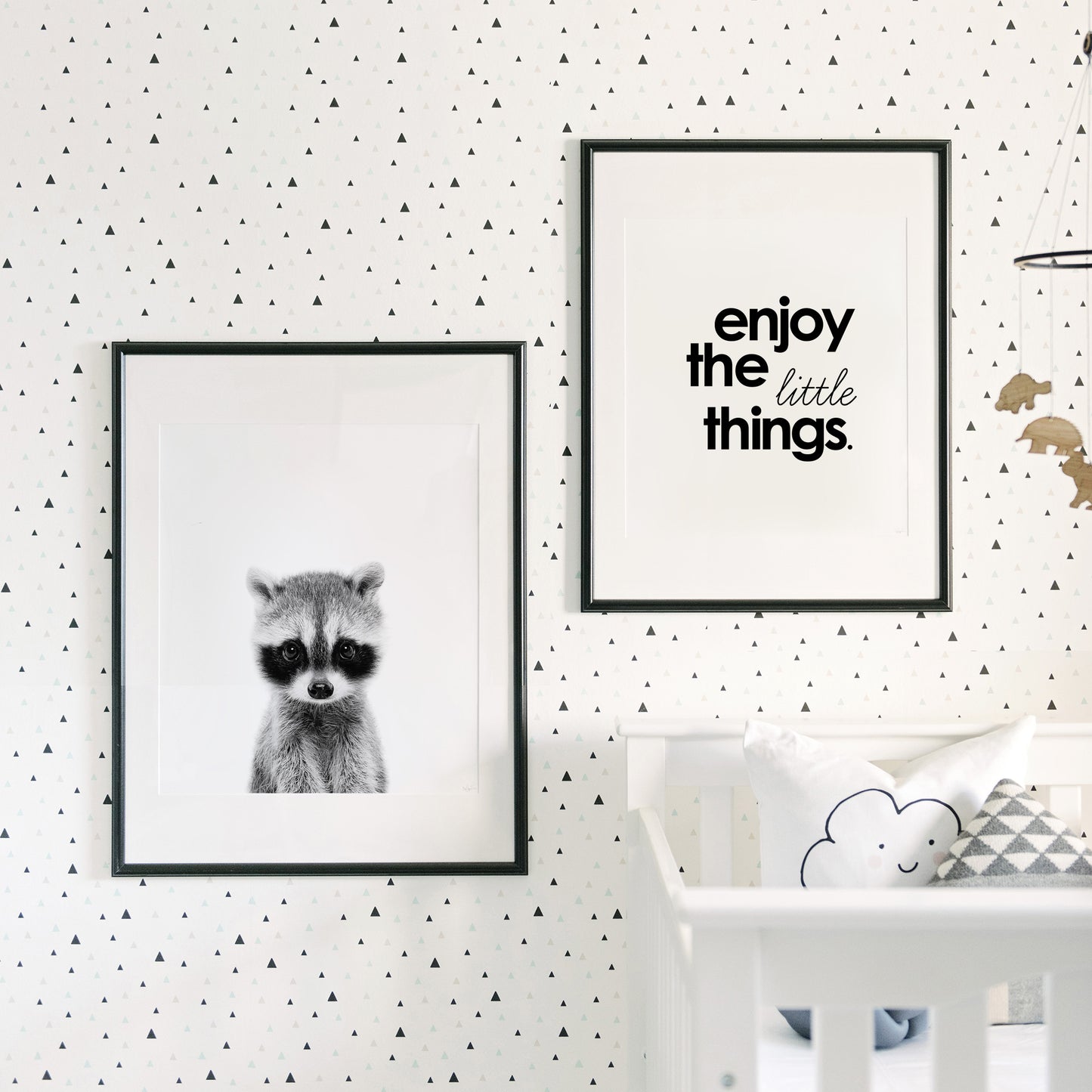 Black and White Raccoon Wall Art for nursery