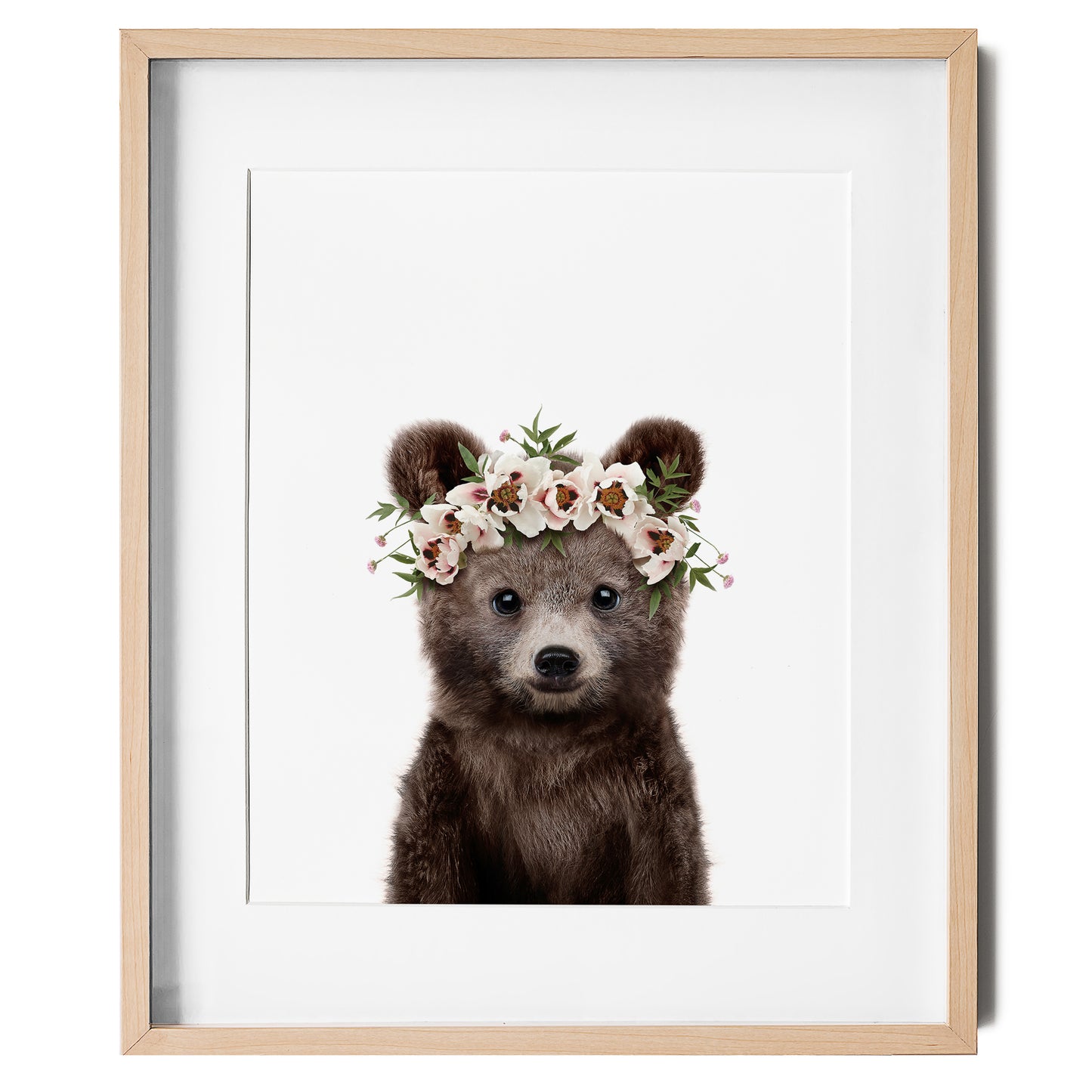 bear with flower crown nursery wall art
