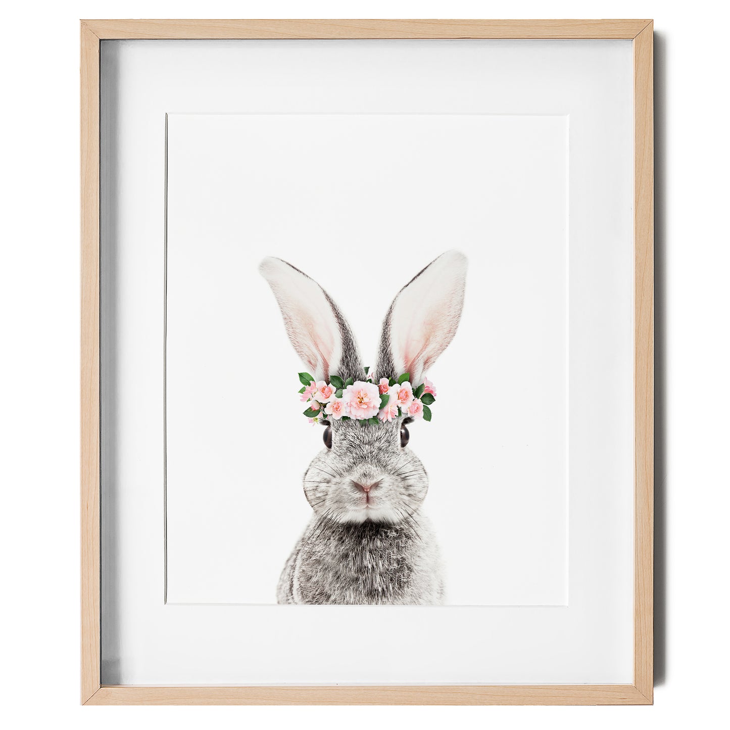 Baby Bunny with Flower Crown nursery wall art for girls room