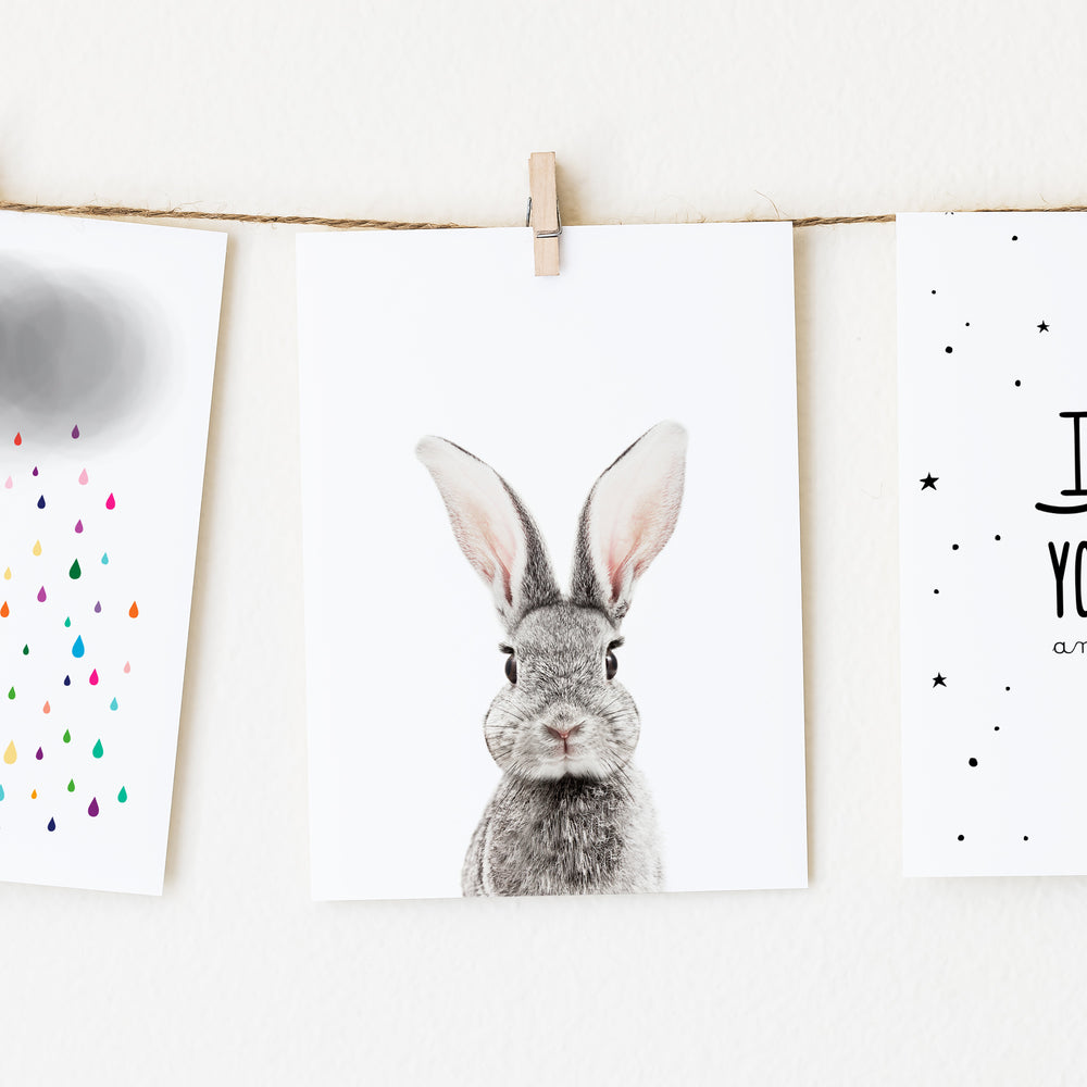 
                      
                        baby bunny art print on a wall 
                      
                    