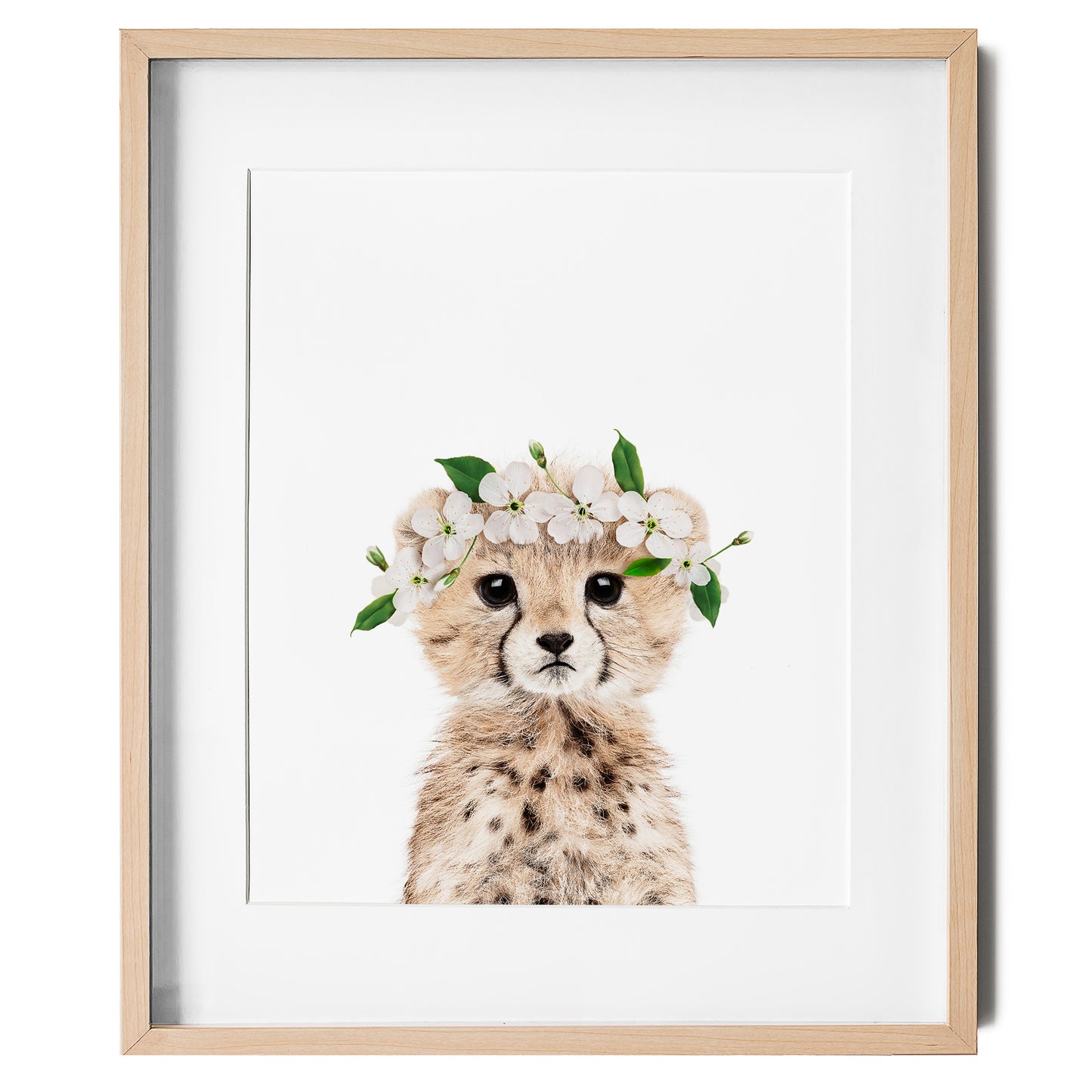 Baby Cheetah with Flower Crown  nursery wall art for girls room