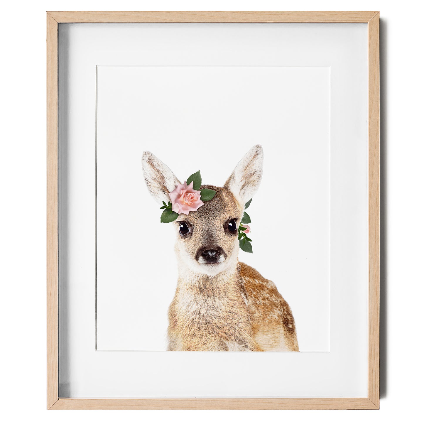 Baby Deer with Flower Crown nursery wall art for girls room