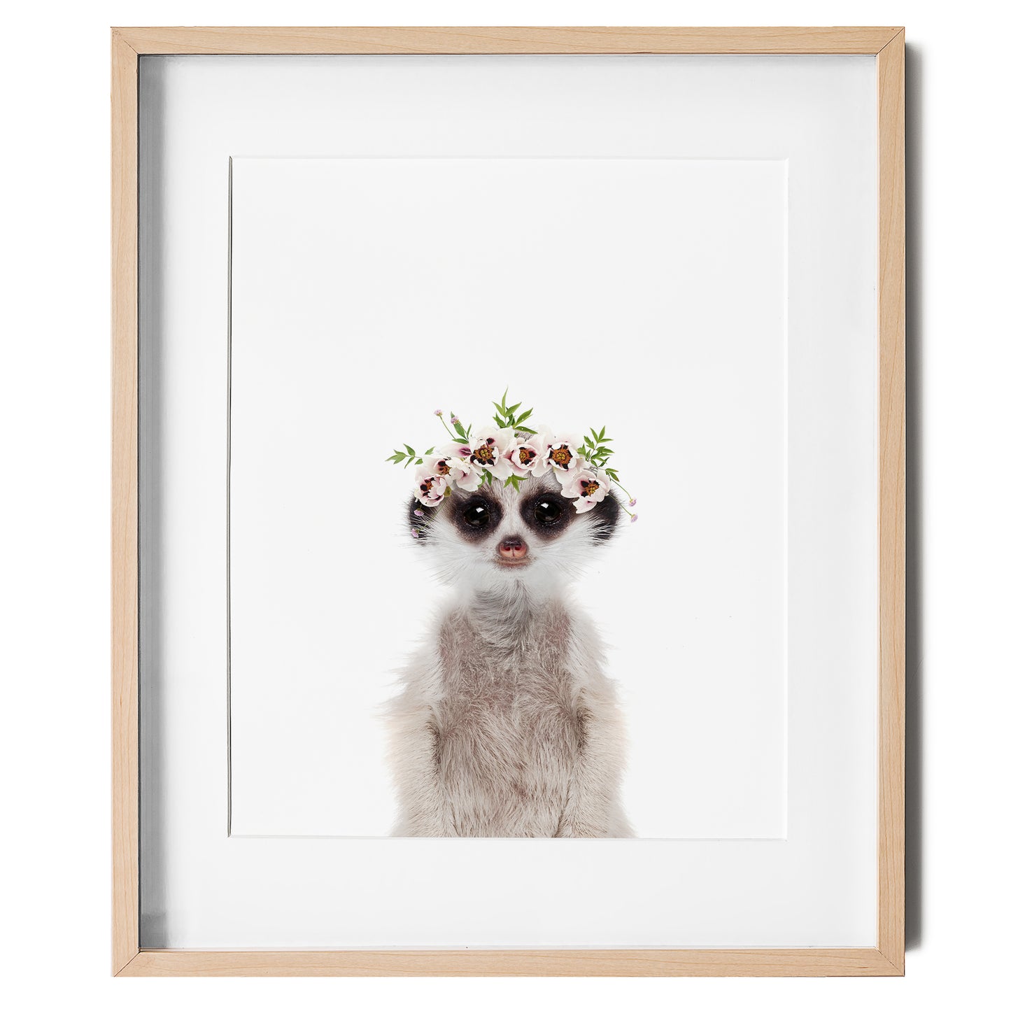 Baby Meerkat with Flower Crown nursery wall art for girls room