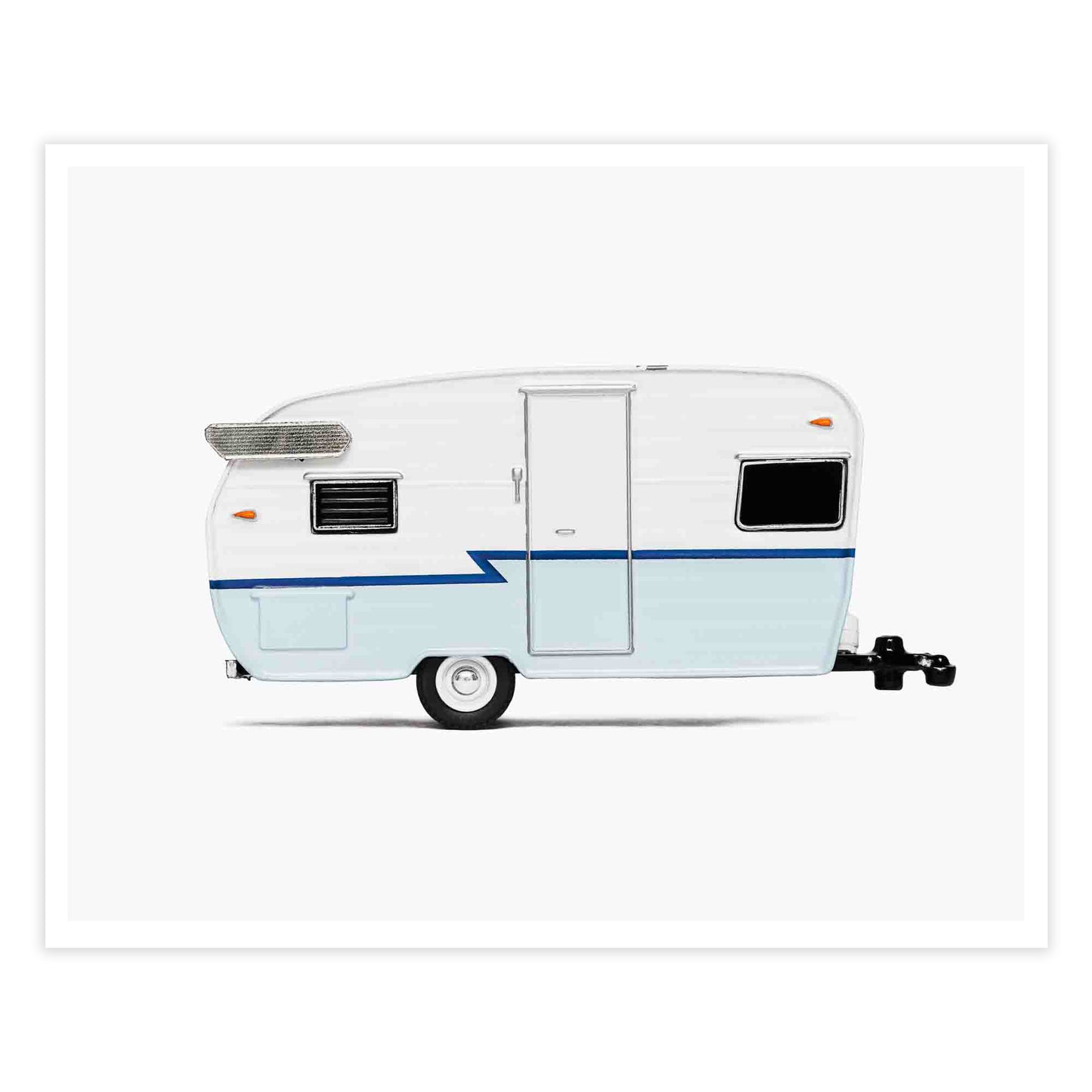 blue camper trailer art print
