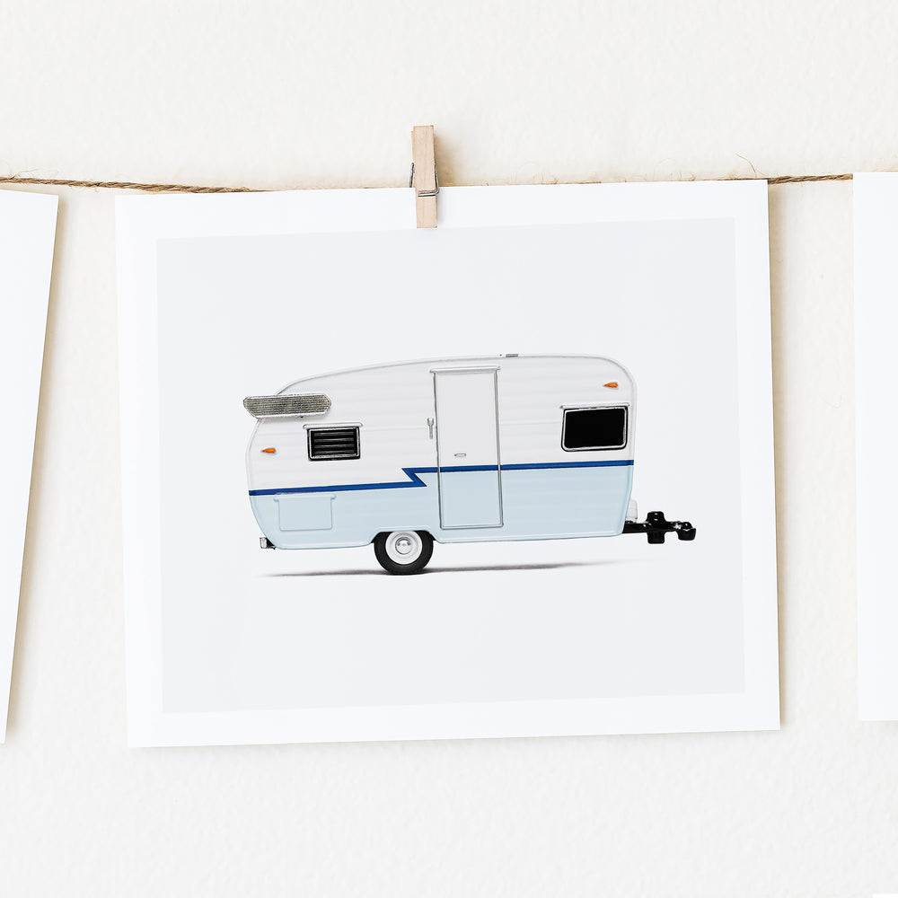 
                      
                        blue camper trailer art print
                      
                    