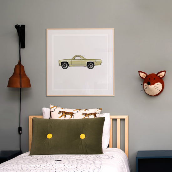 yellow pickup truck art print for baby boys' nursery 