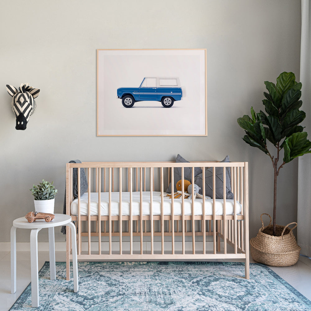 blue car art print for boys room