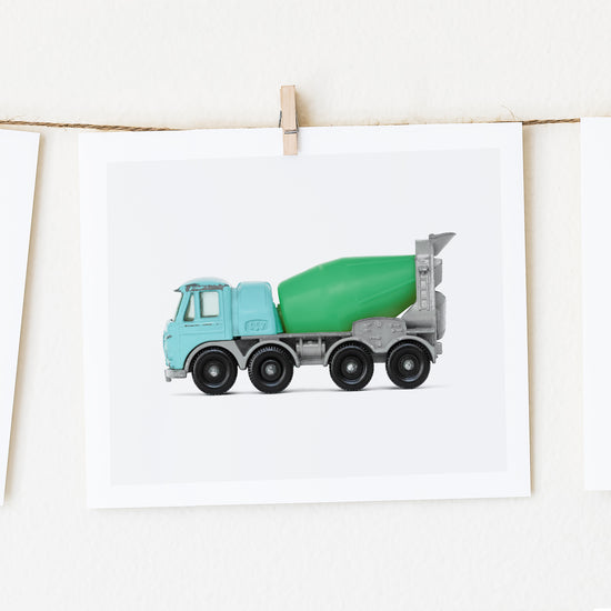 Load image into Gallery viewer, Blue Green Cement Mixer art print
